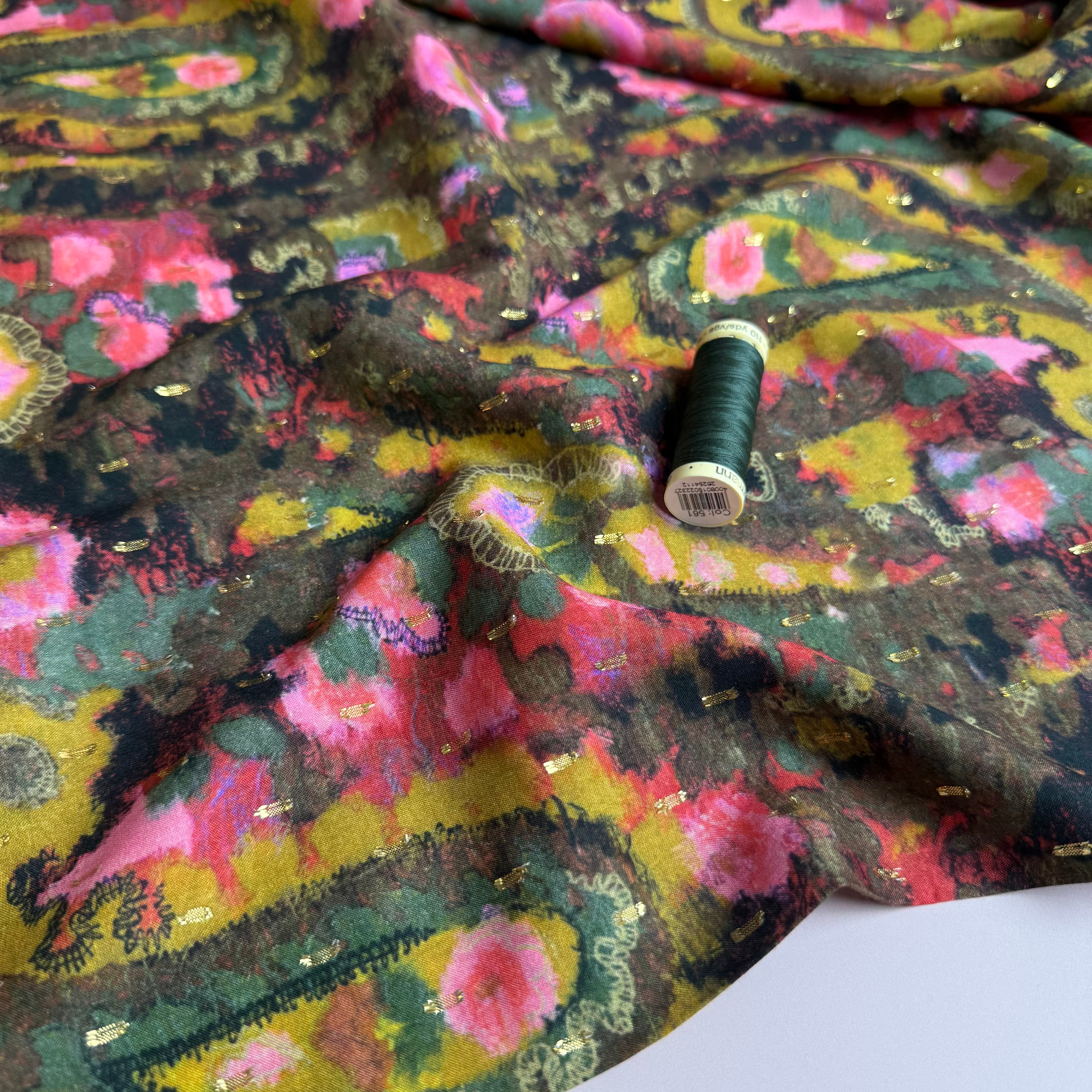 Autumn Paisley with Lurex Viscose Fabric
