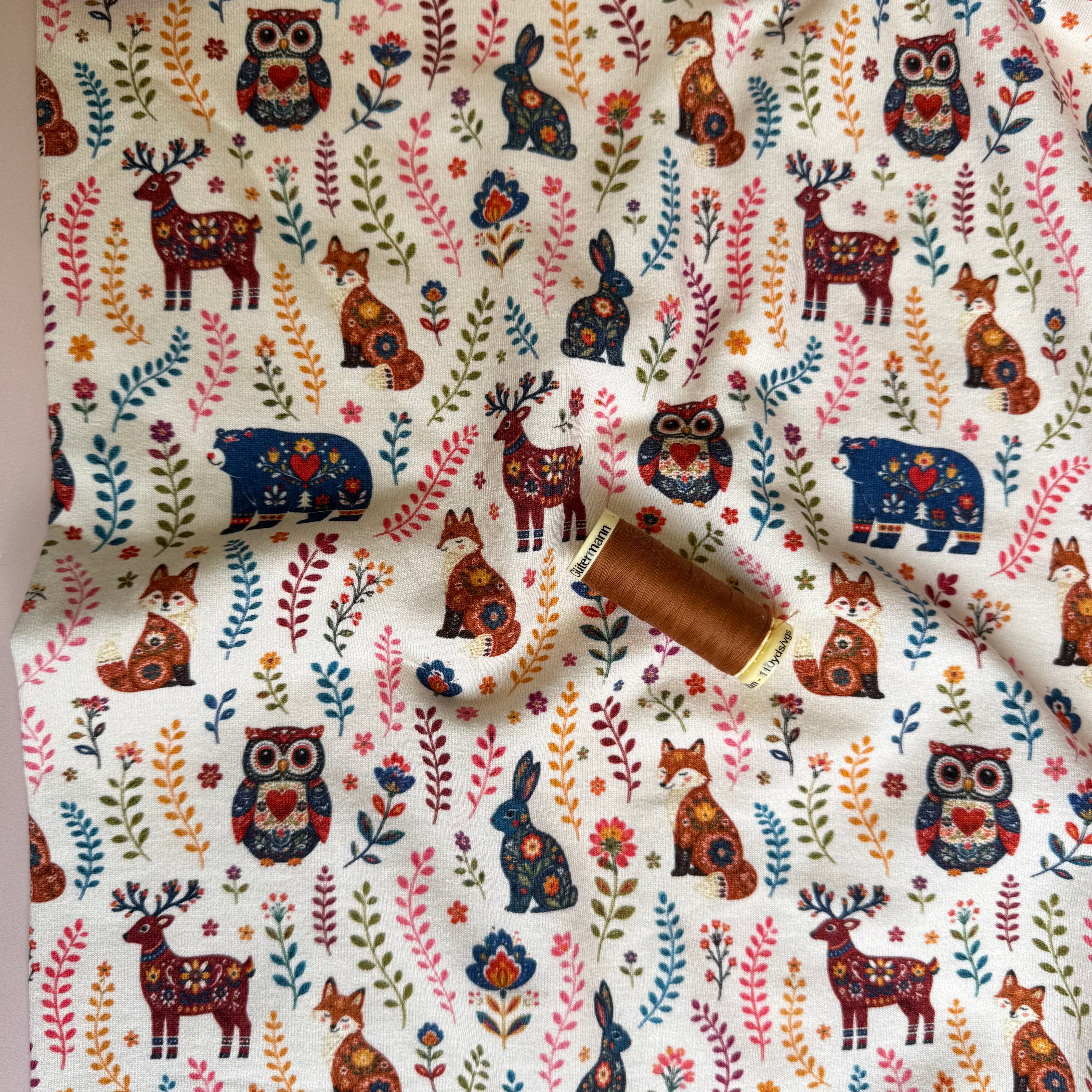 Nordic Animals Soft Cotton Sweat-shirting Fabric