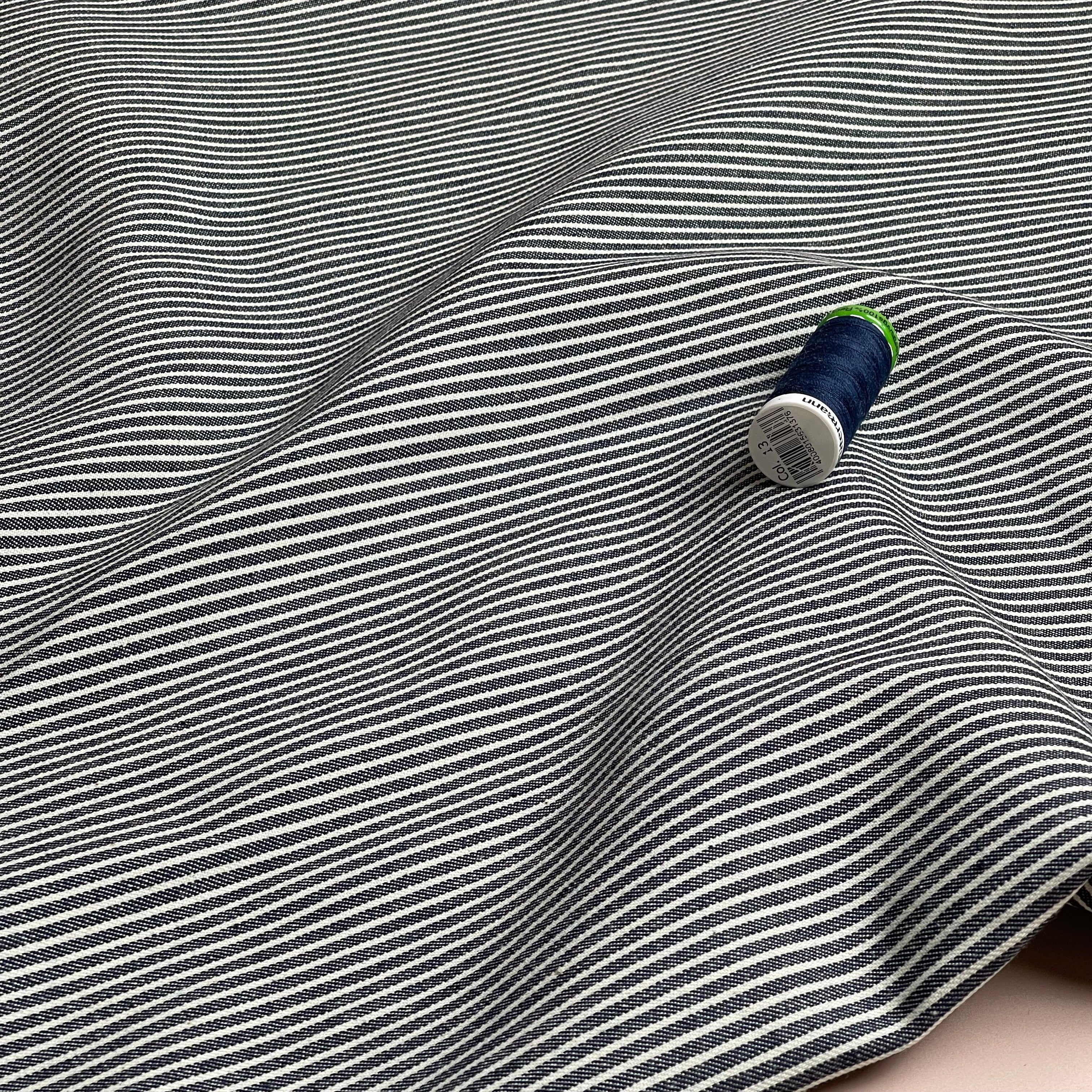 Ex-designer Deadstock Pinstripe Cotton Denim