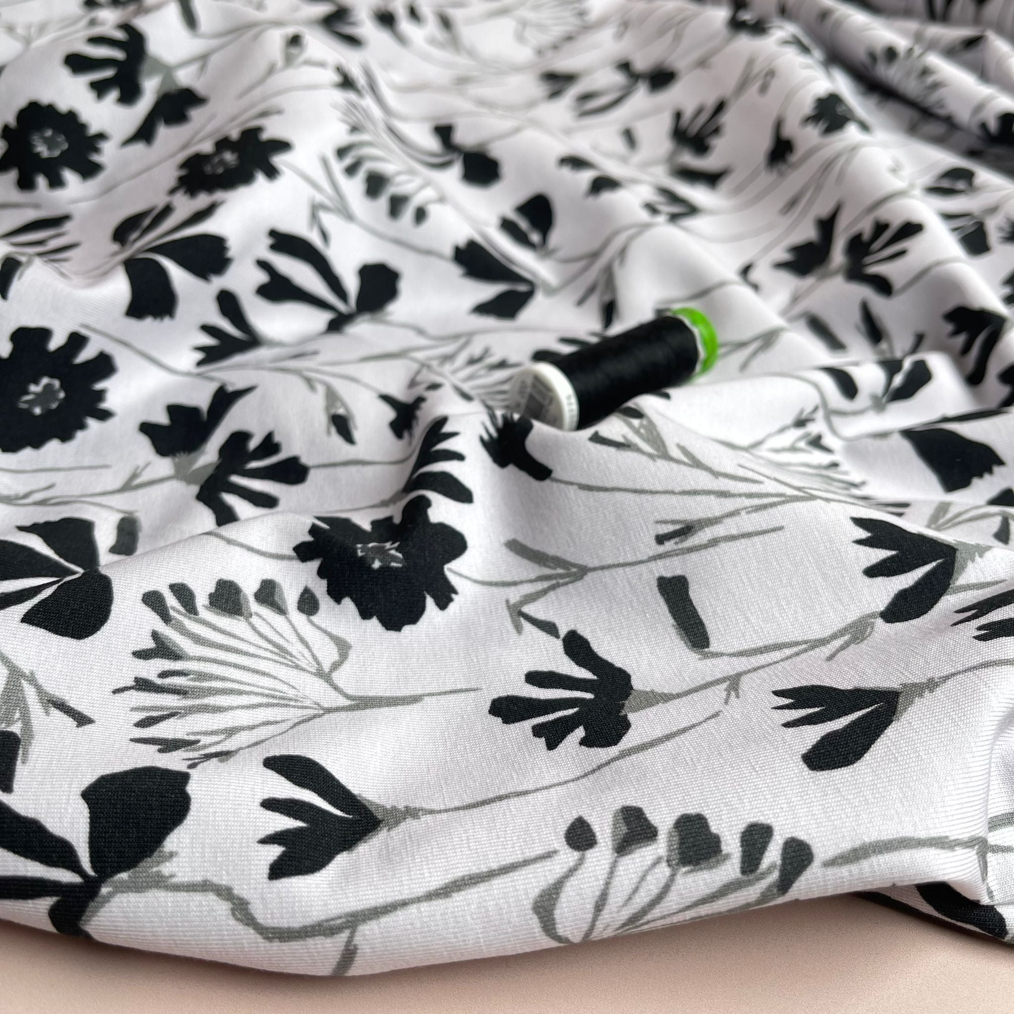 Danish Design - Monochrome Wildflowers Cotton Jersey