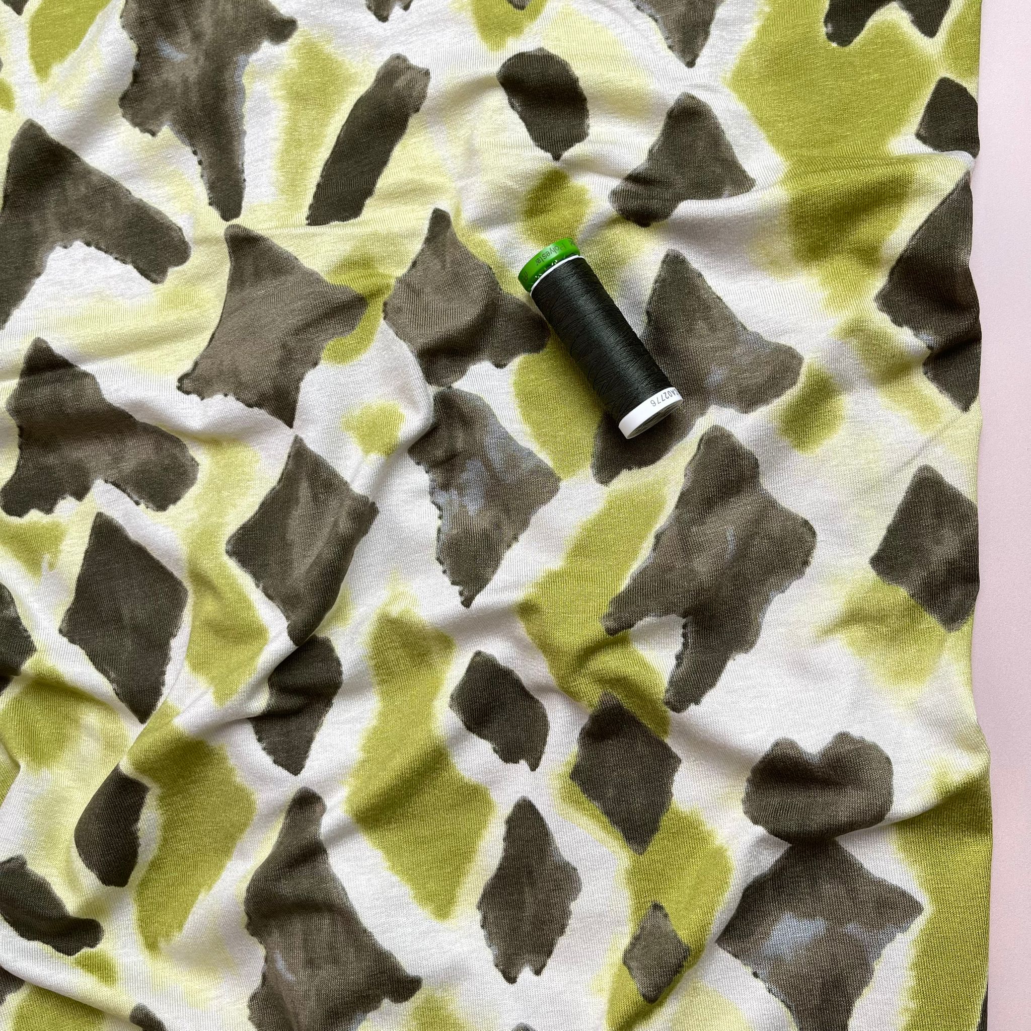 Green Diamonds Viscose Jersey Fabric