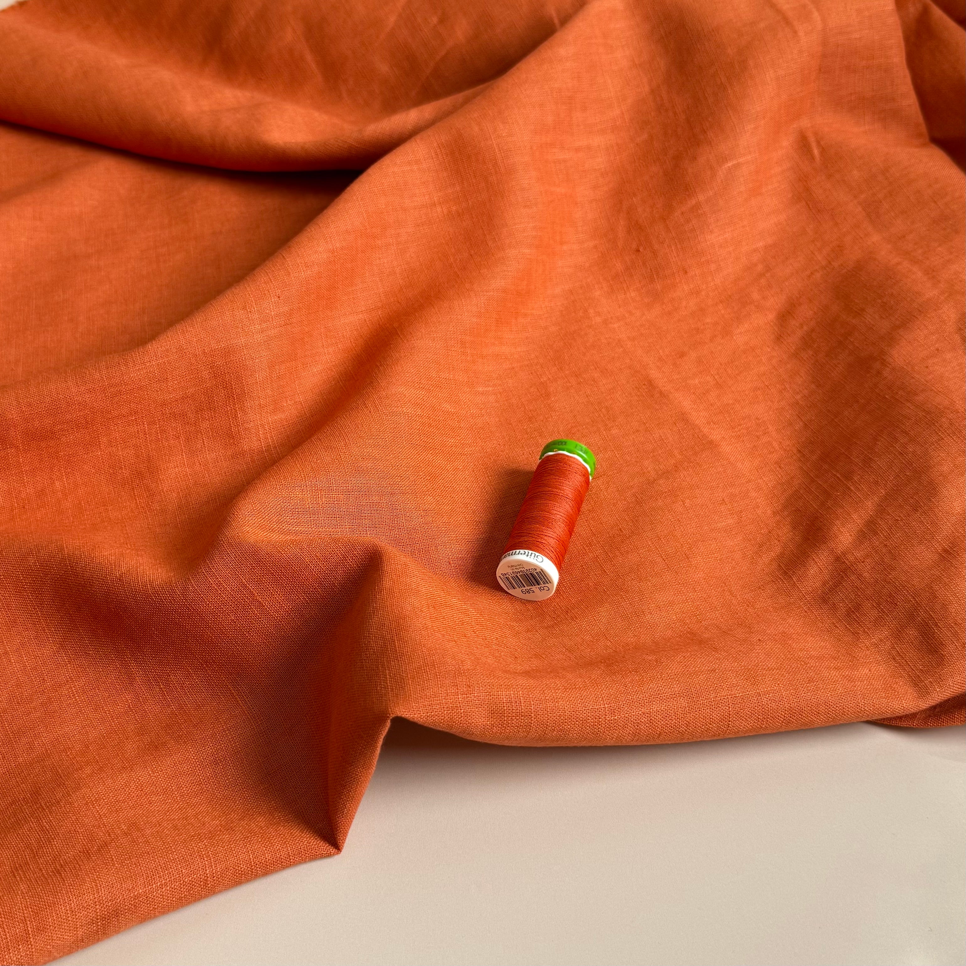 Breeze LIGHT Pumpkin - Enzyme Washed Linen Fabric