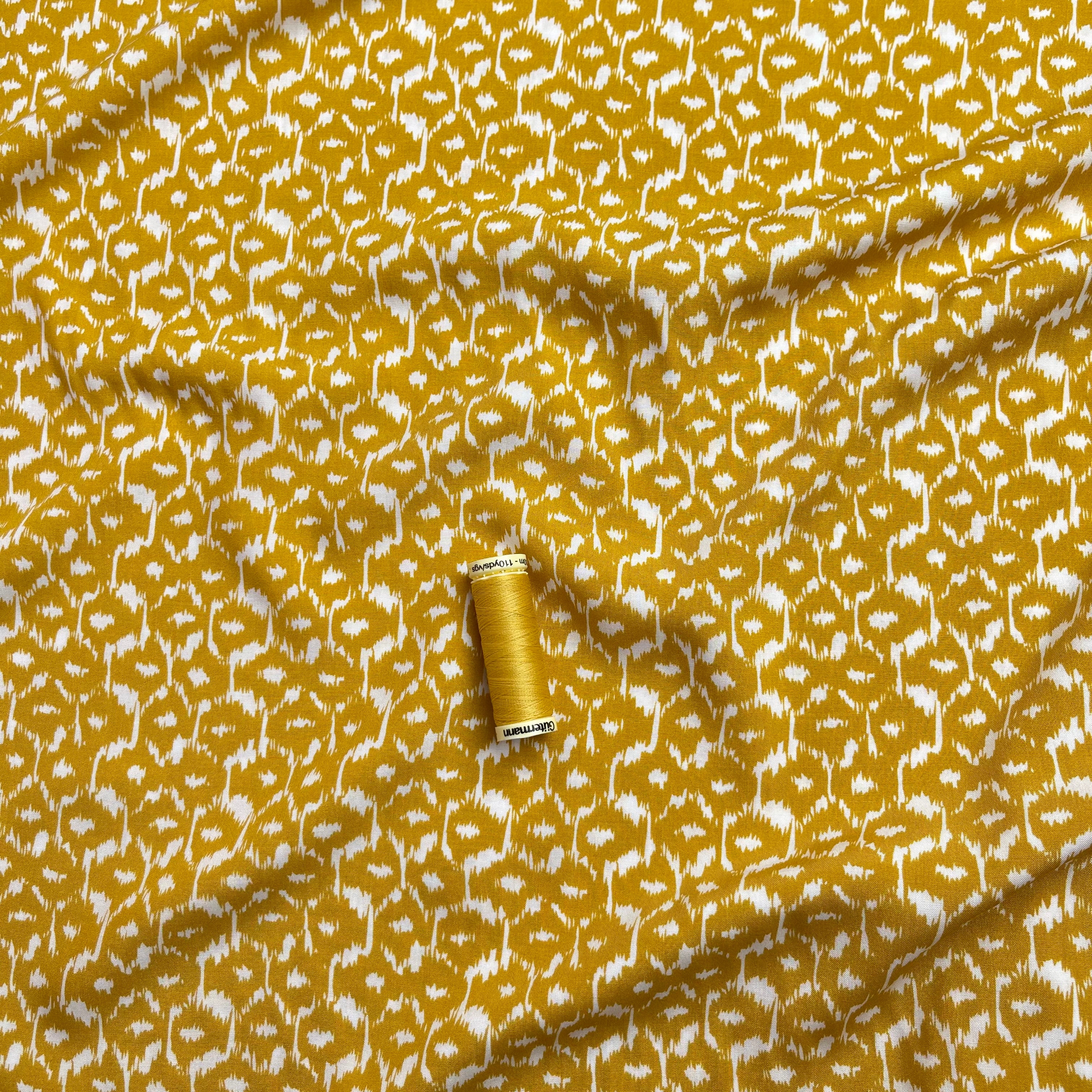 Honeycombs Ochre Viscose Fabric