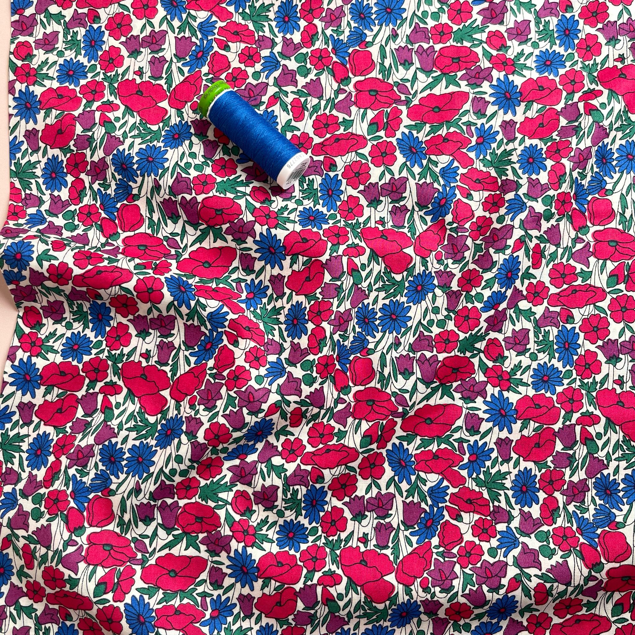 Ditsy Poppy Meadow Cotton Lawn Fabric