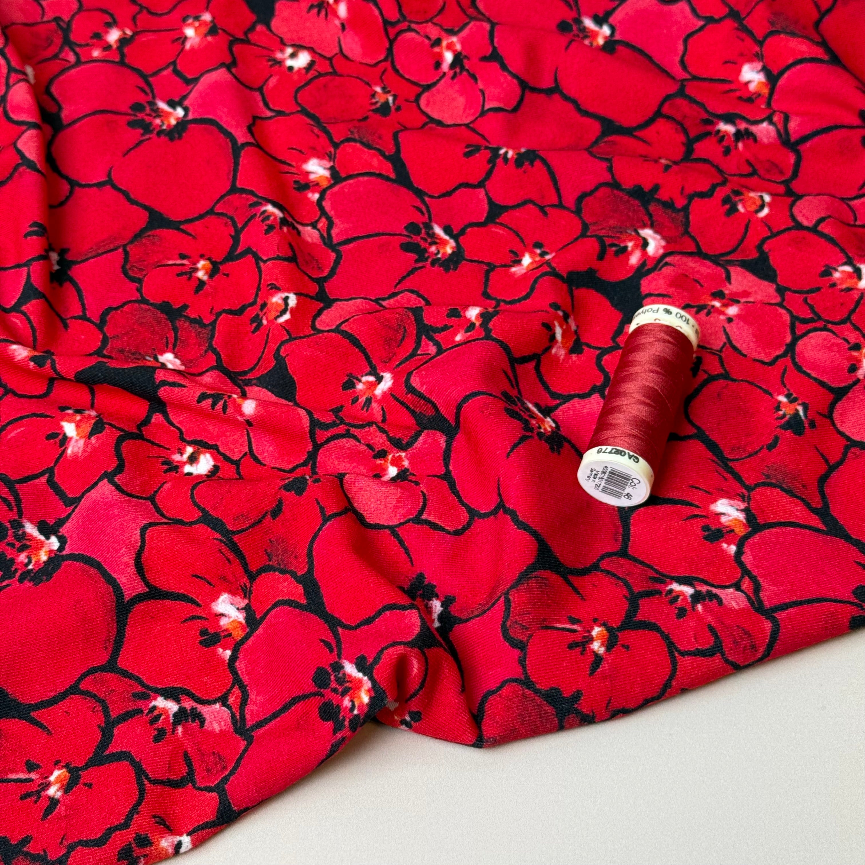 Bold Poppies Viscose Jersey Fabric