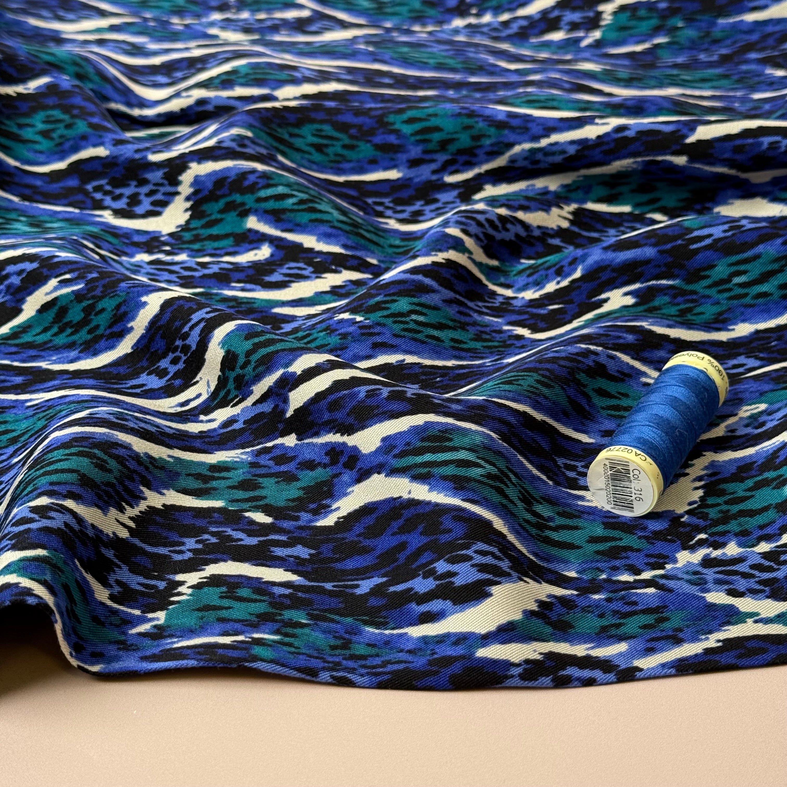 Royal Blue Jungle Viscose Twill