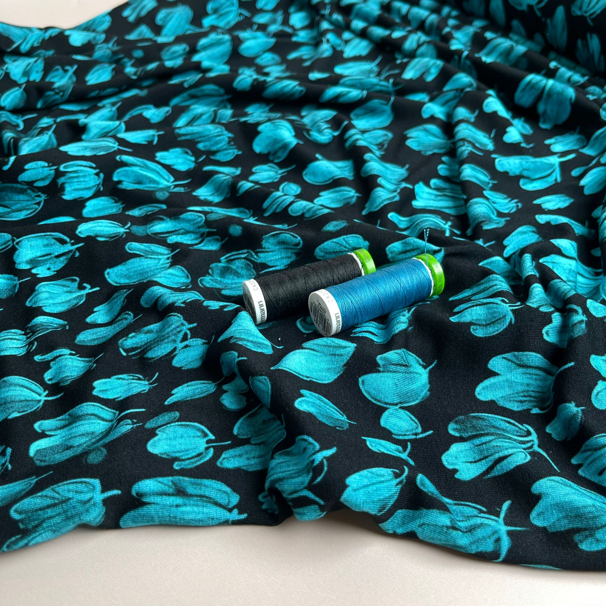 Danish Design - Teal Petals ECOVERVO™ Viscose Jersey