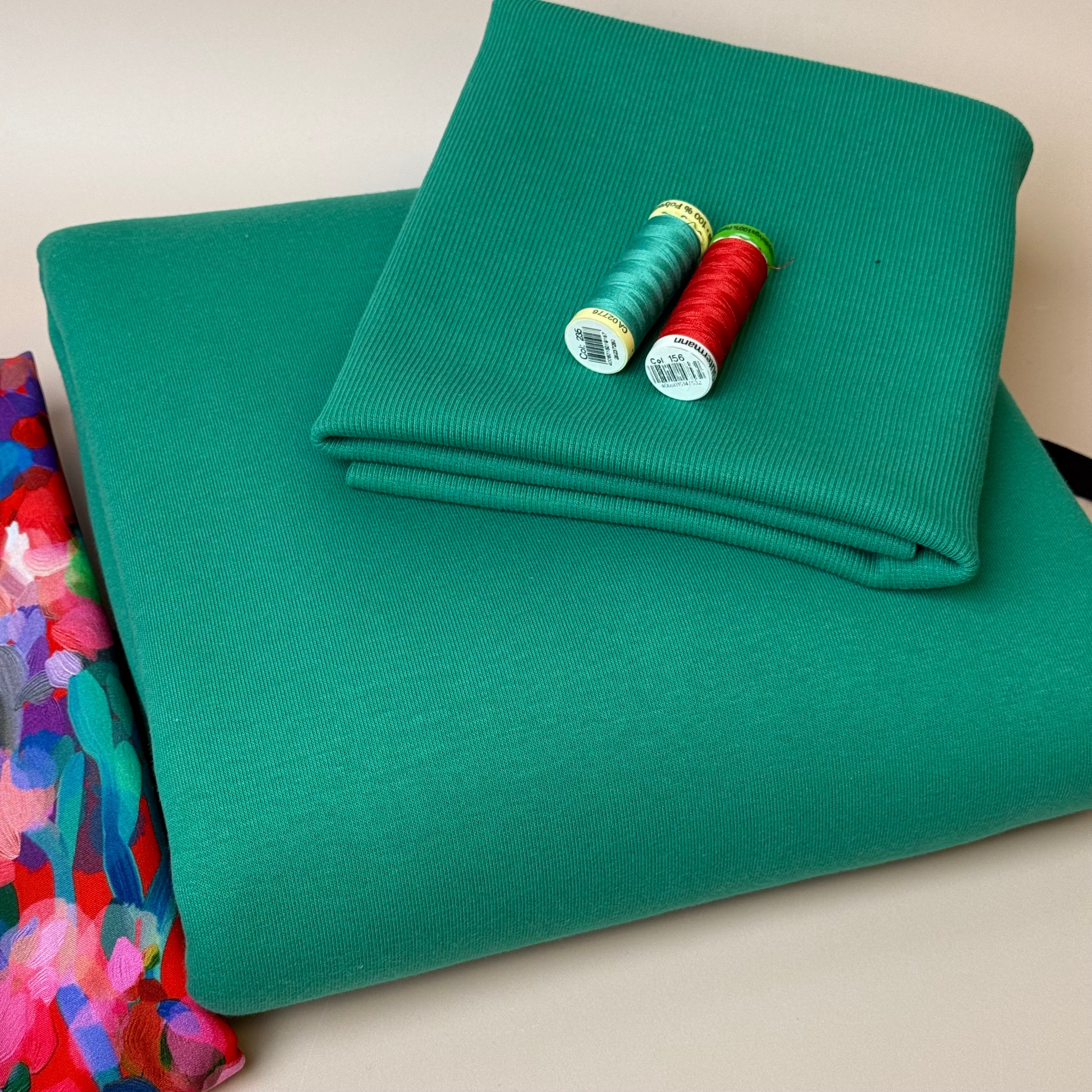 Make an Outfit Colour Bundle - Lupine Petals & Sweatshirting in Jolly Green with Ribbing