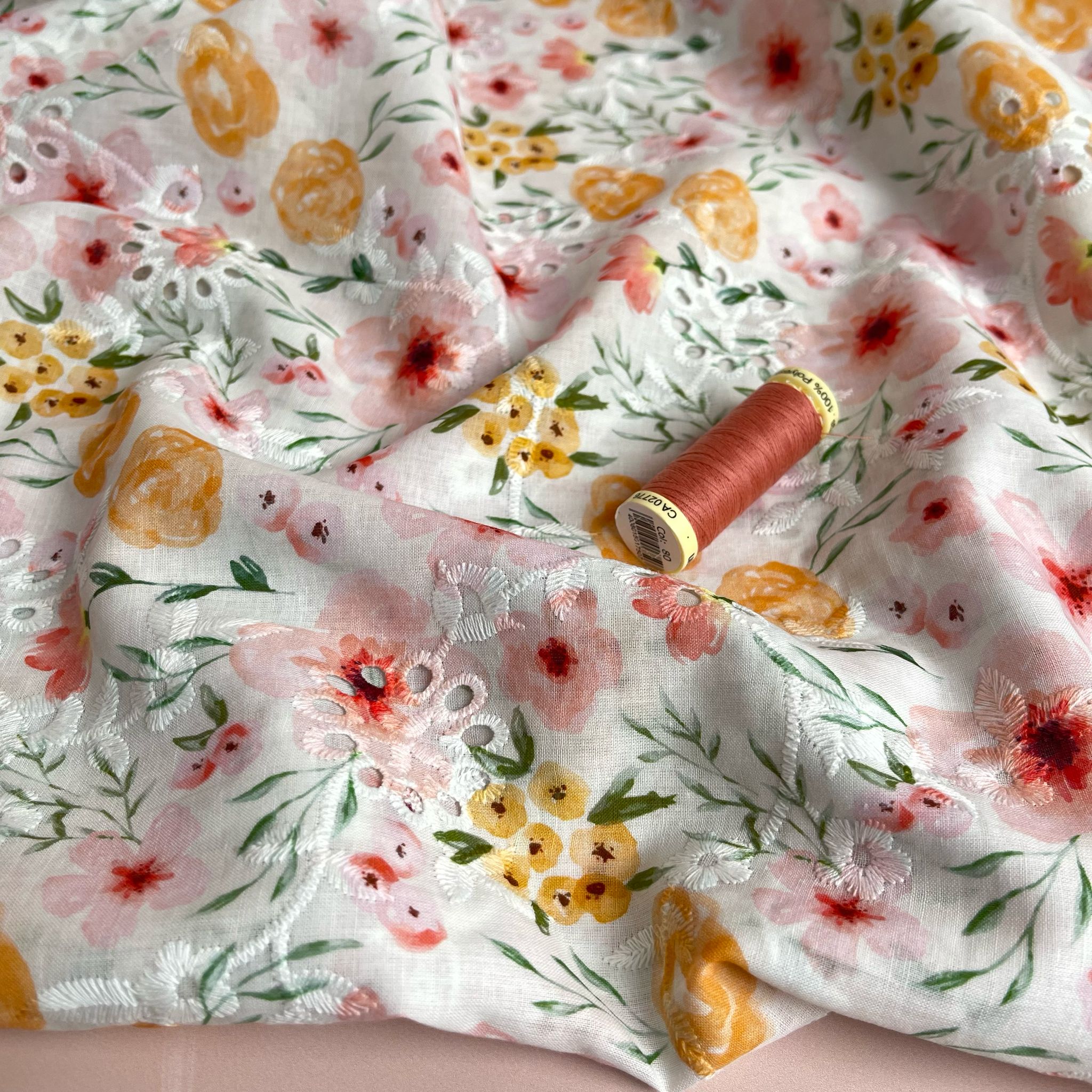 Sunshine Flowers Cotton Broderie Anglaise