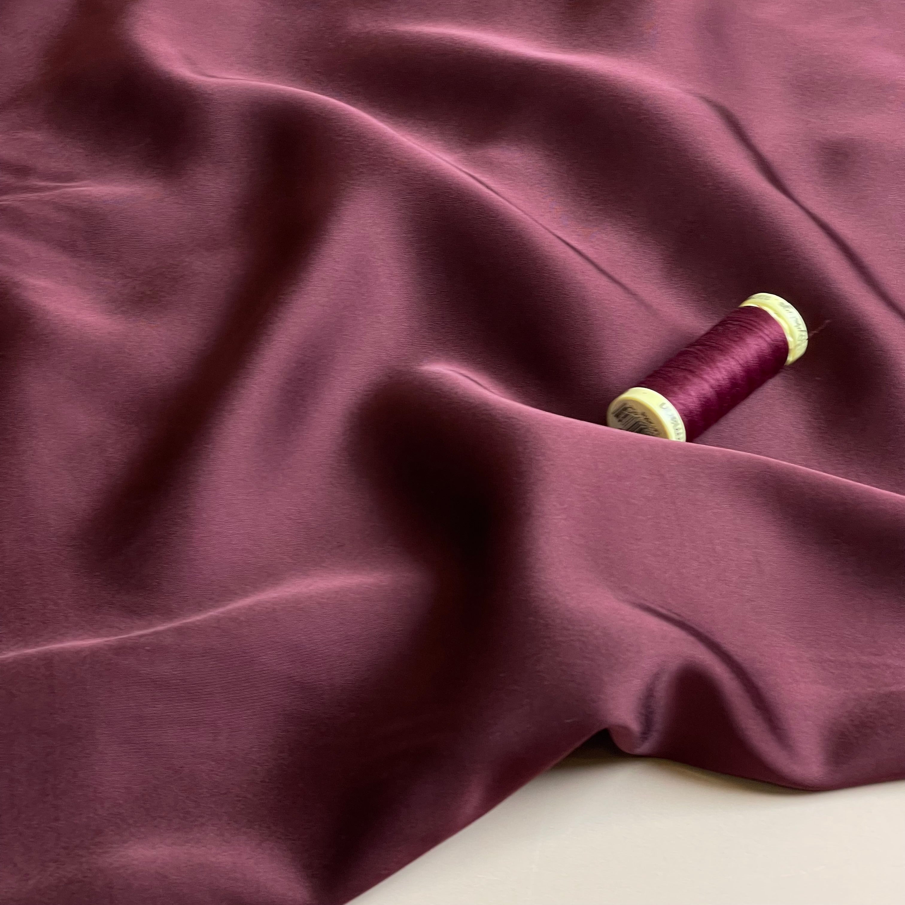 Wine Red Solid Viscose Sateen Fabric