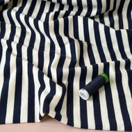 Yarn Dyed Breton Navy Stripes Looped Back Cotton French Terry