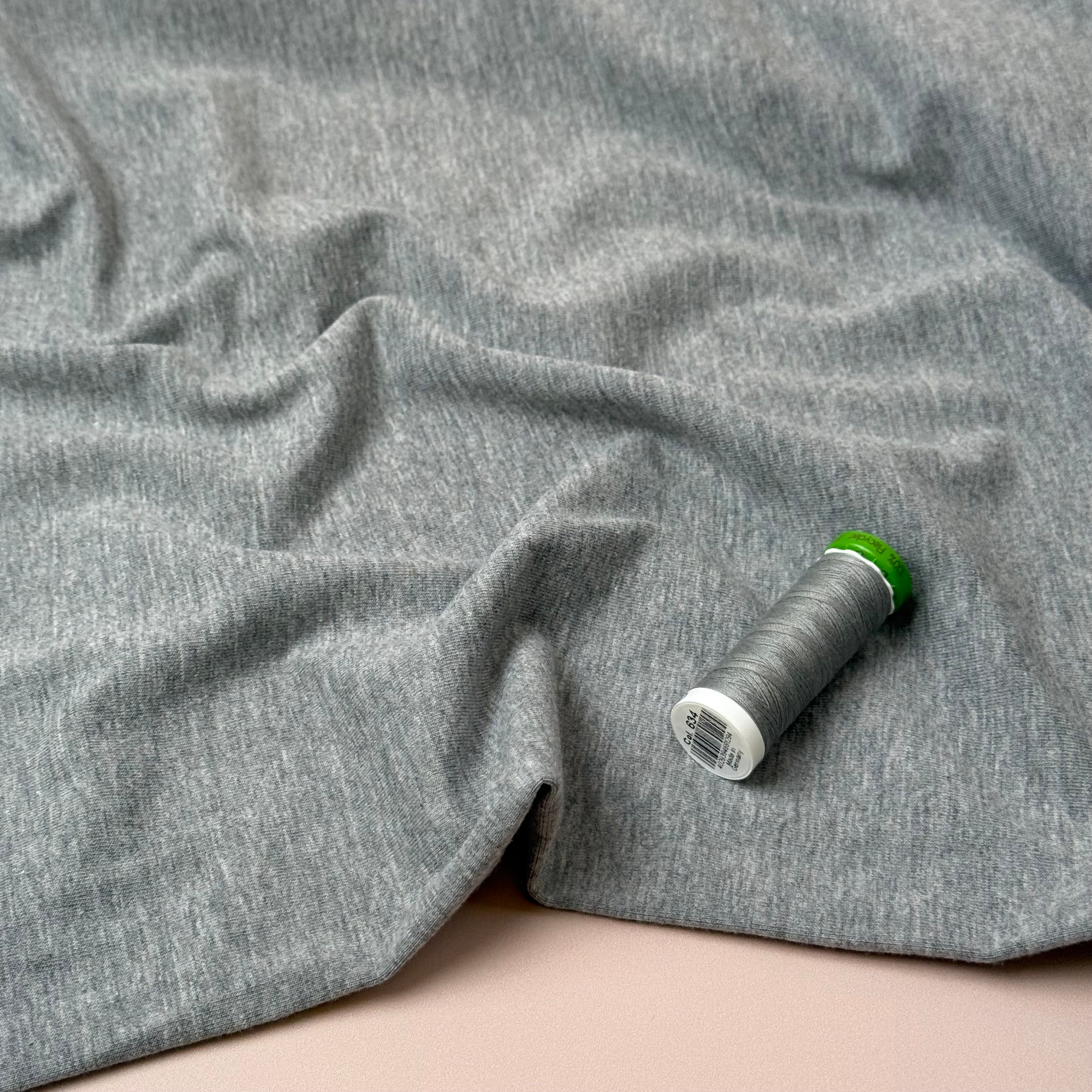 Essential Chic Grey Melange Plain Cotton Jersey Fabric