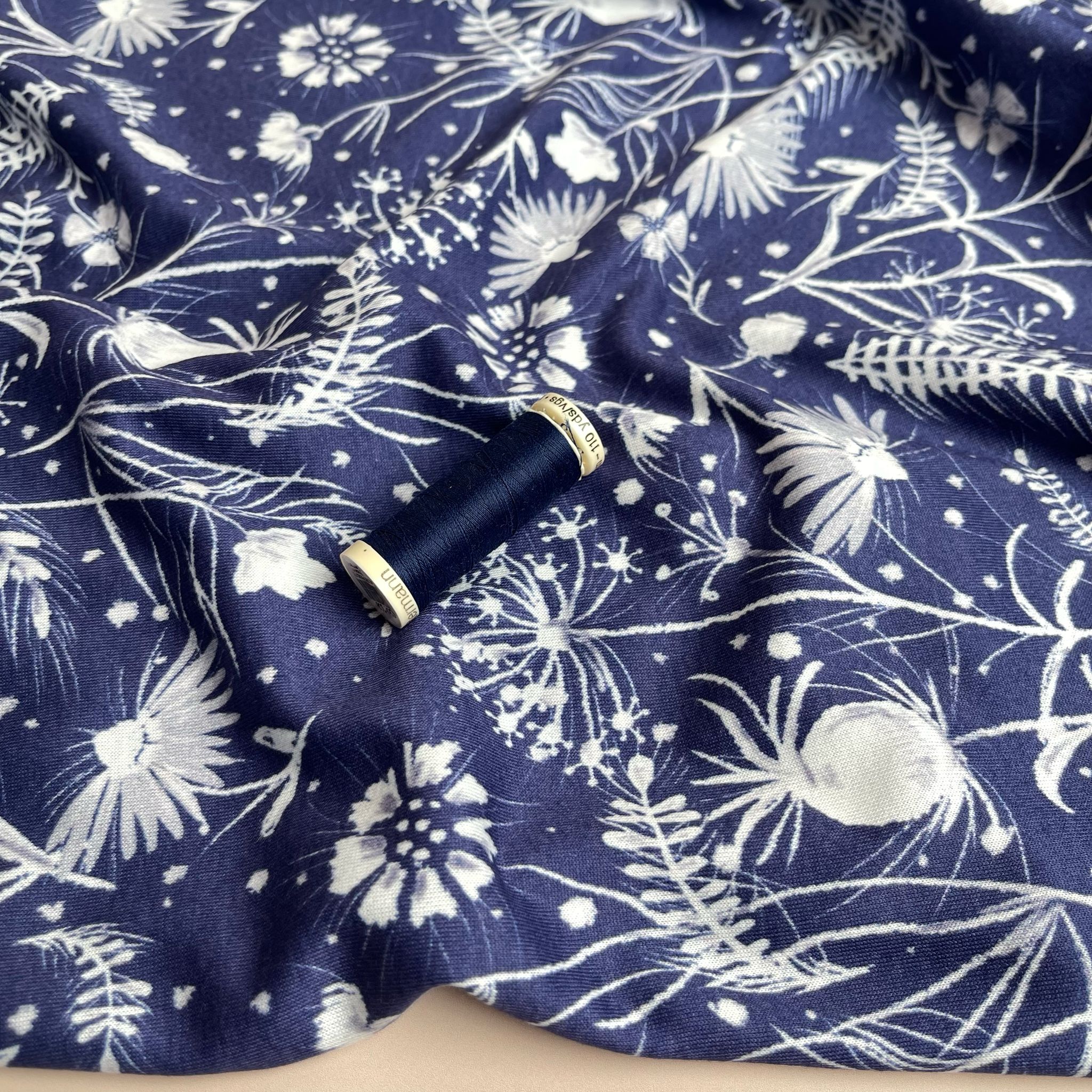 Midnight Meadow Pure Cotton Jersey Fabric