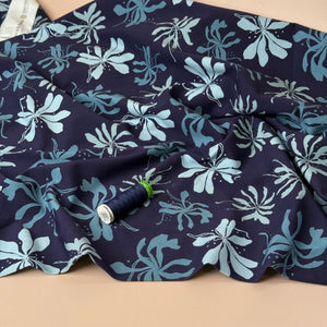 Danish Design - Blue Flowers on Navy Cotton Jersey