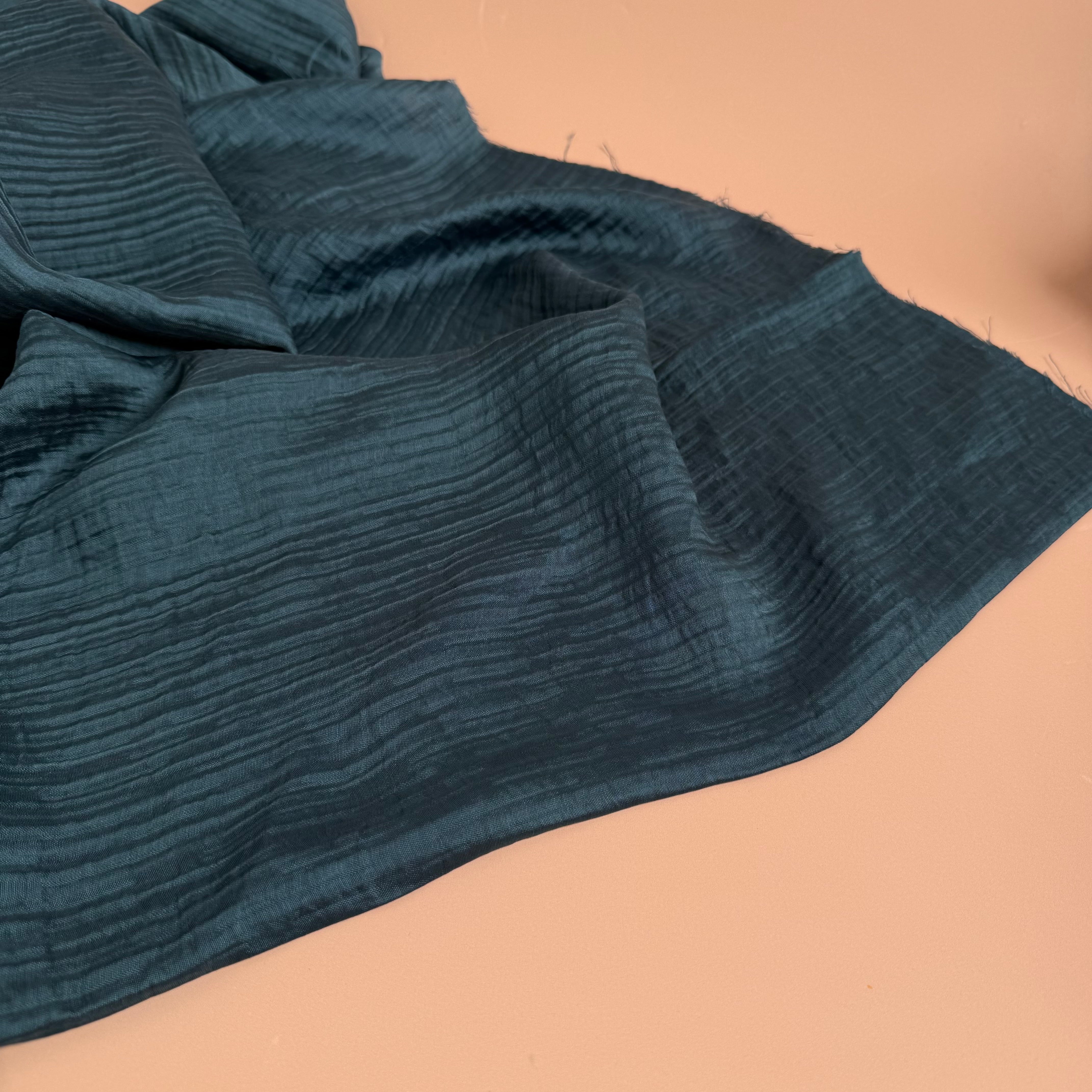 Petrol Textured Double Layer Rayon with TENCEL™ Lyocell Fibres