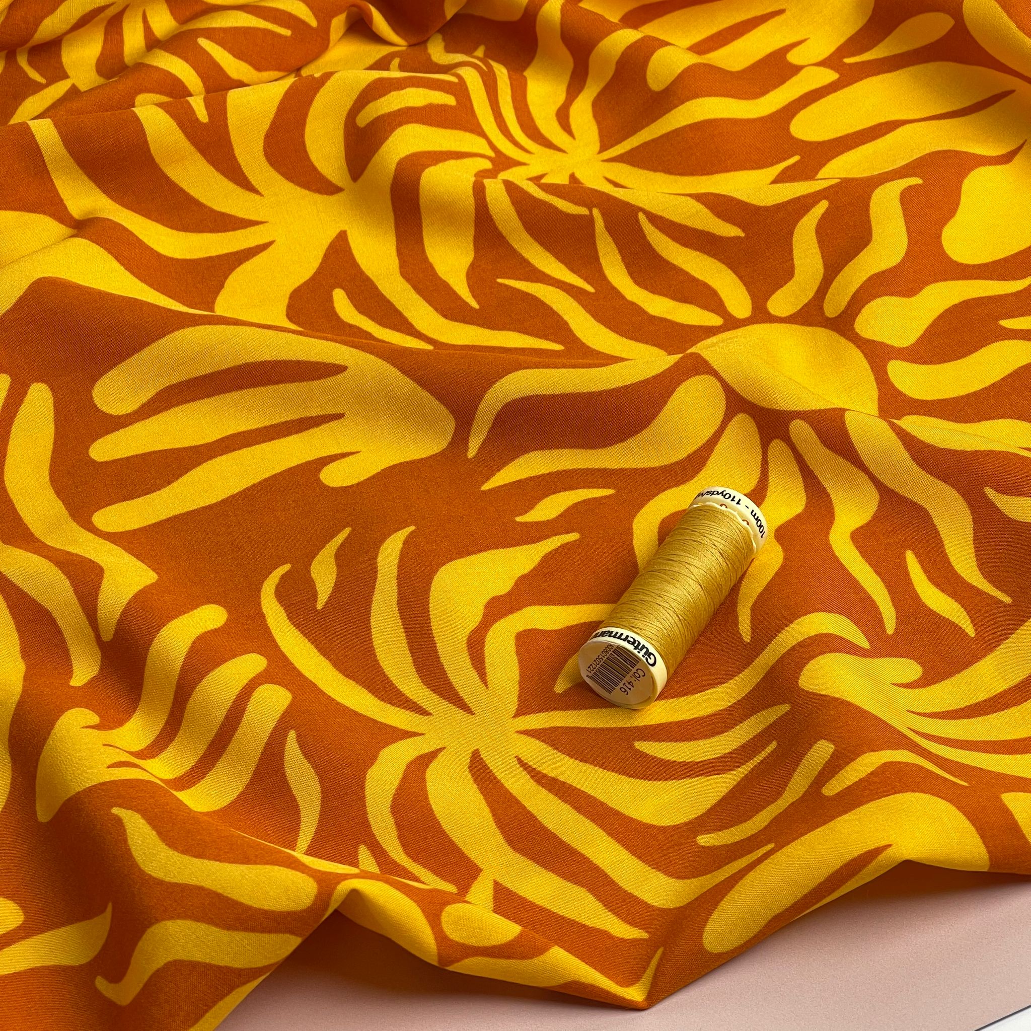 Golden Vacation Viscose Poplin Fabric