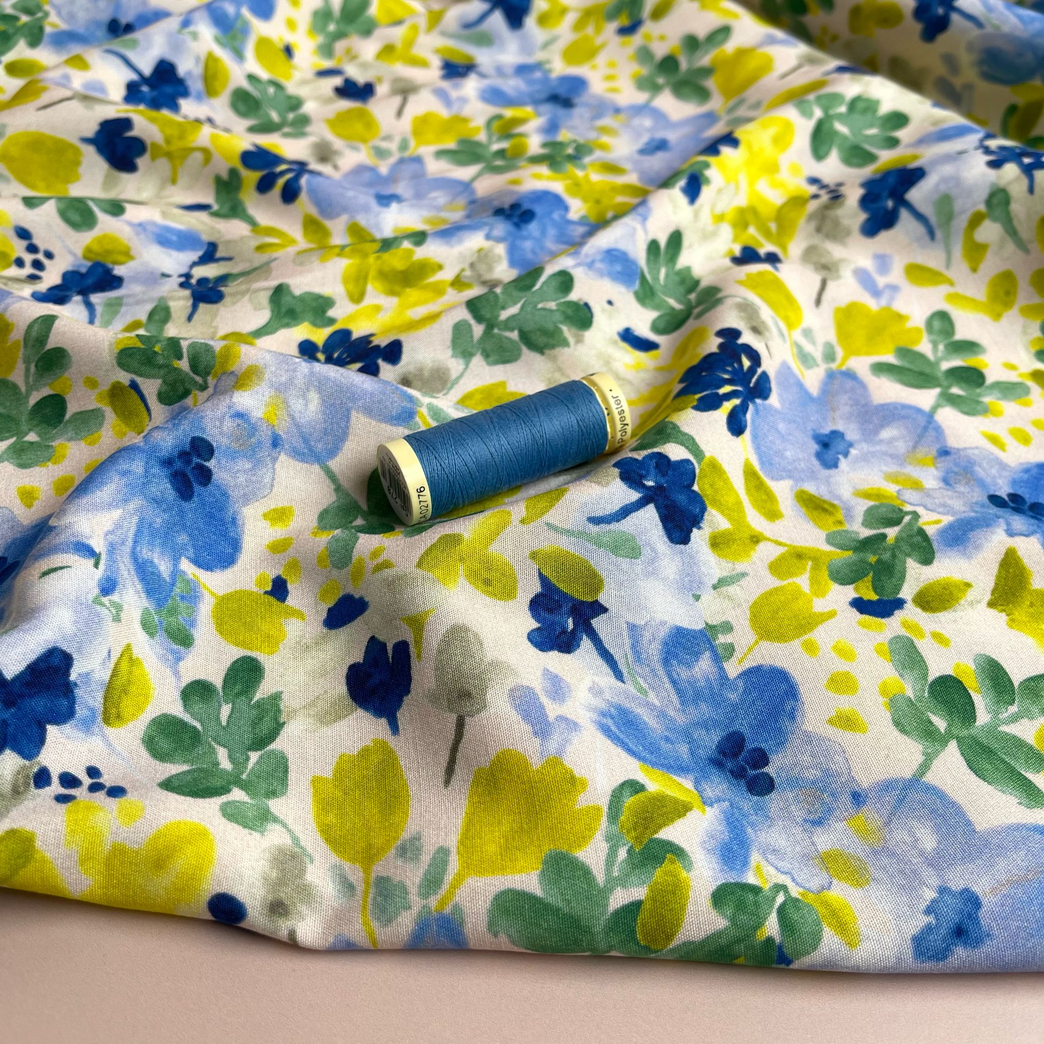 Spring Garden Stretch Viscose Poplin Fabric