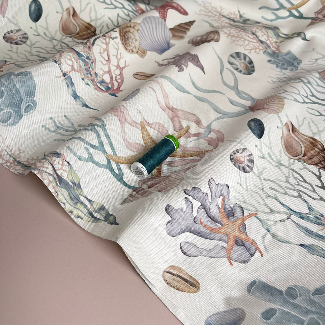 Sealife on Natural Cotton Canvas
