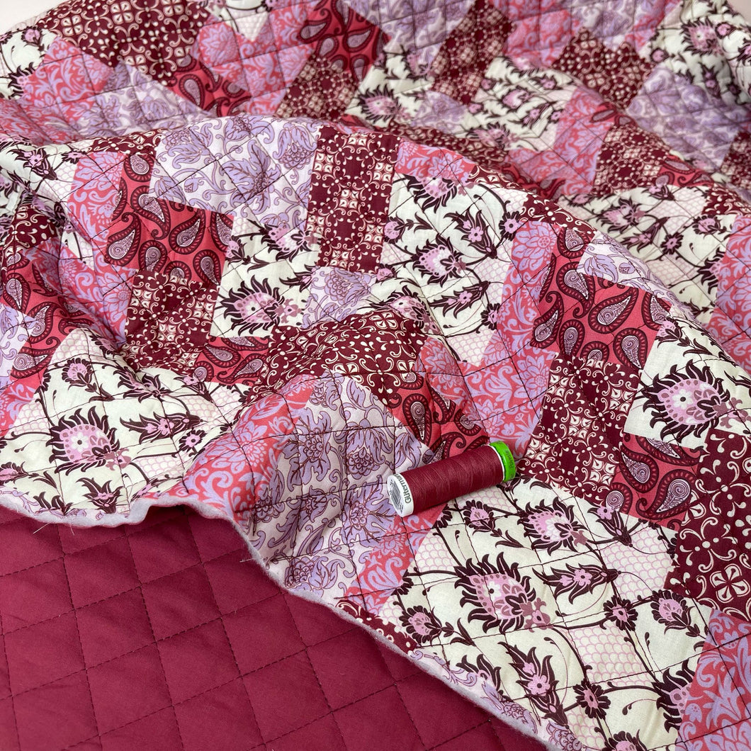 Crimson Patchwork Paisley Quilted Cotton Fabric