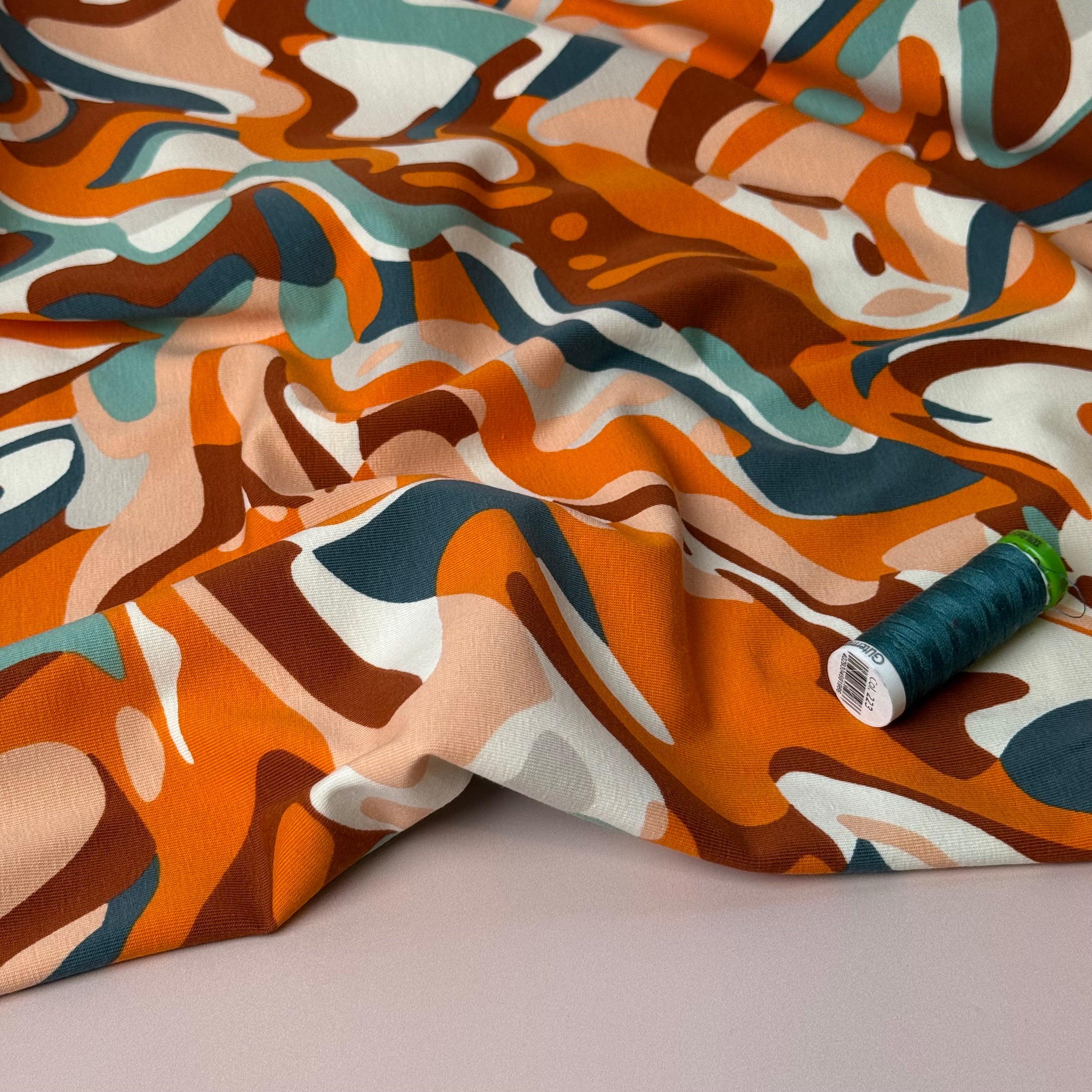Autumn Swirls Cotton Jersey Fabric