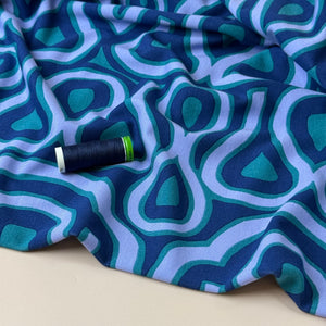 Graphic Swirls Viscose Ponte Roma Double Knit Fabric