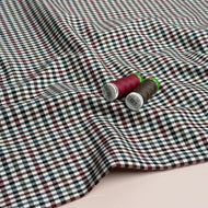 Tartan Check in Burgundy Viscose Blend Trouser Fabric