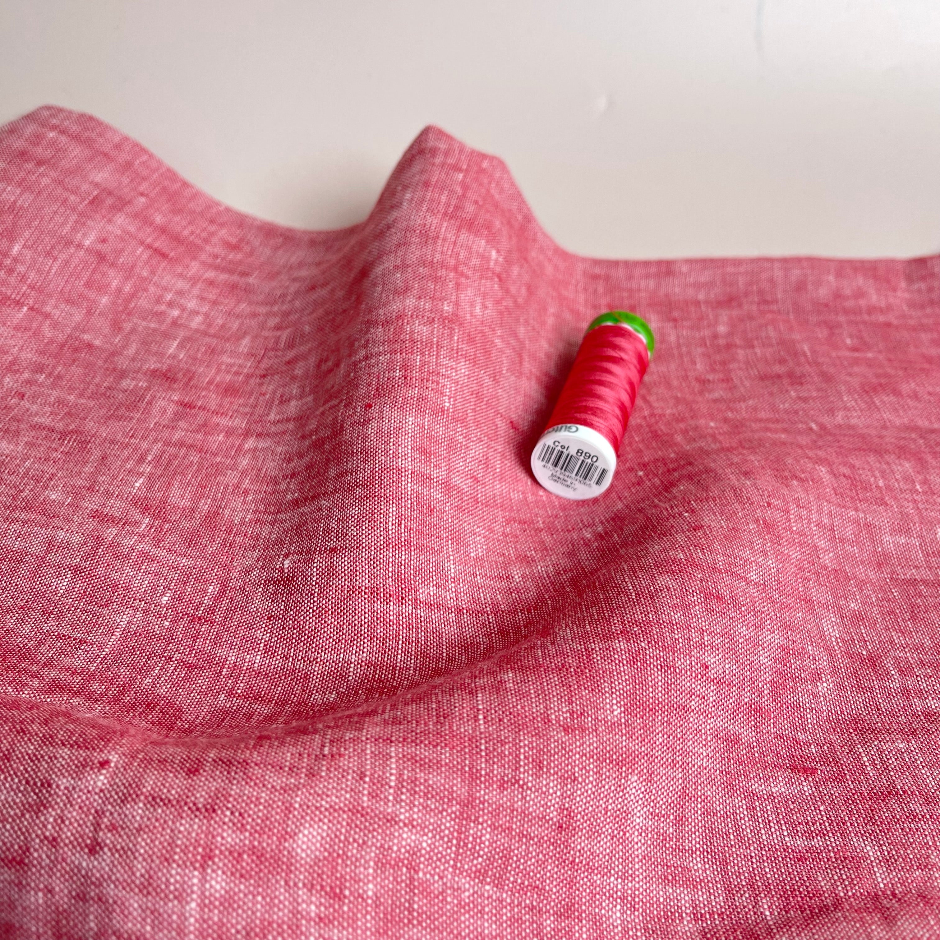 Yarn Dyed Pure Linen Fabric in Watermelon