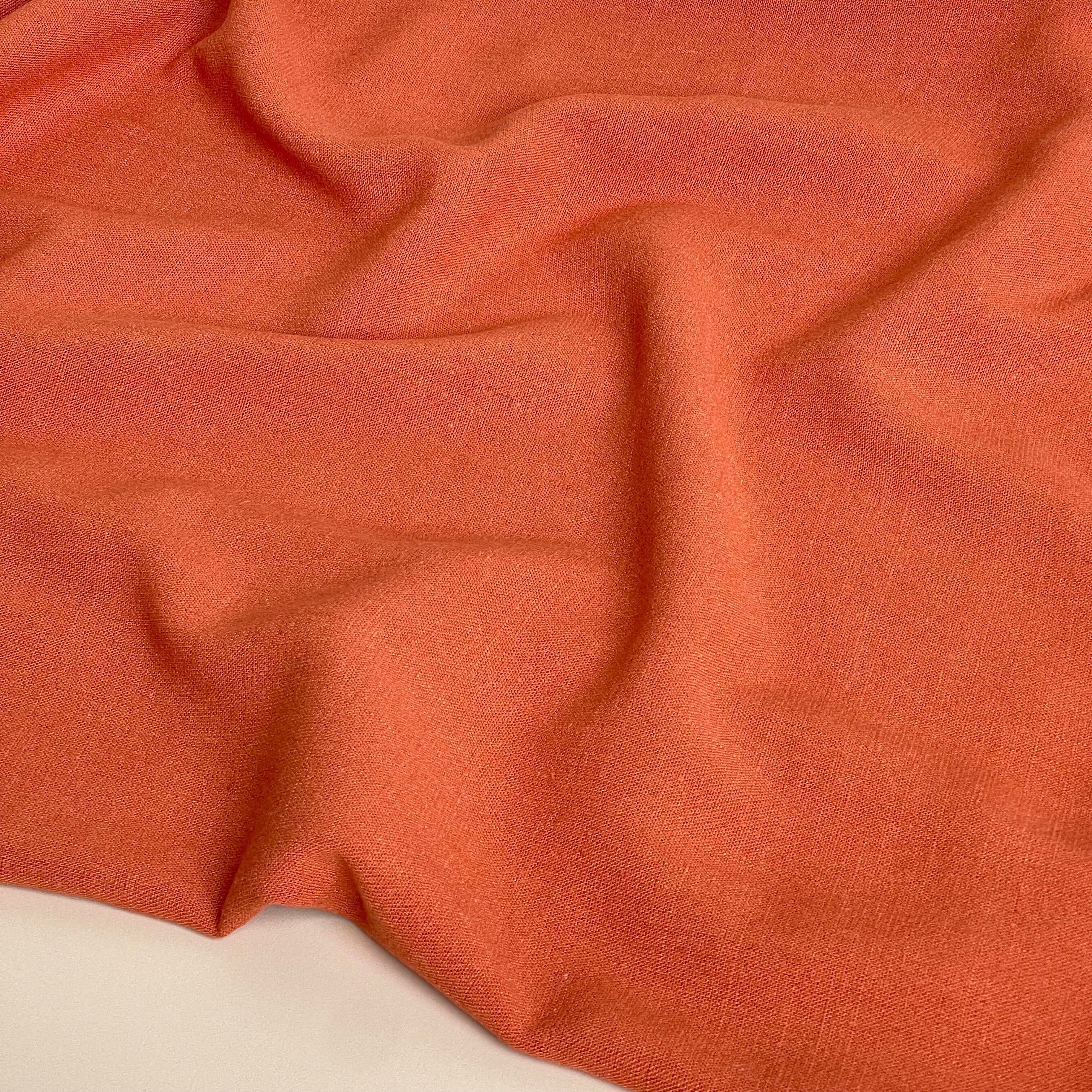 Flow Terracotta Viscose Linen Blend Dress Fabric