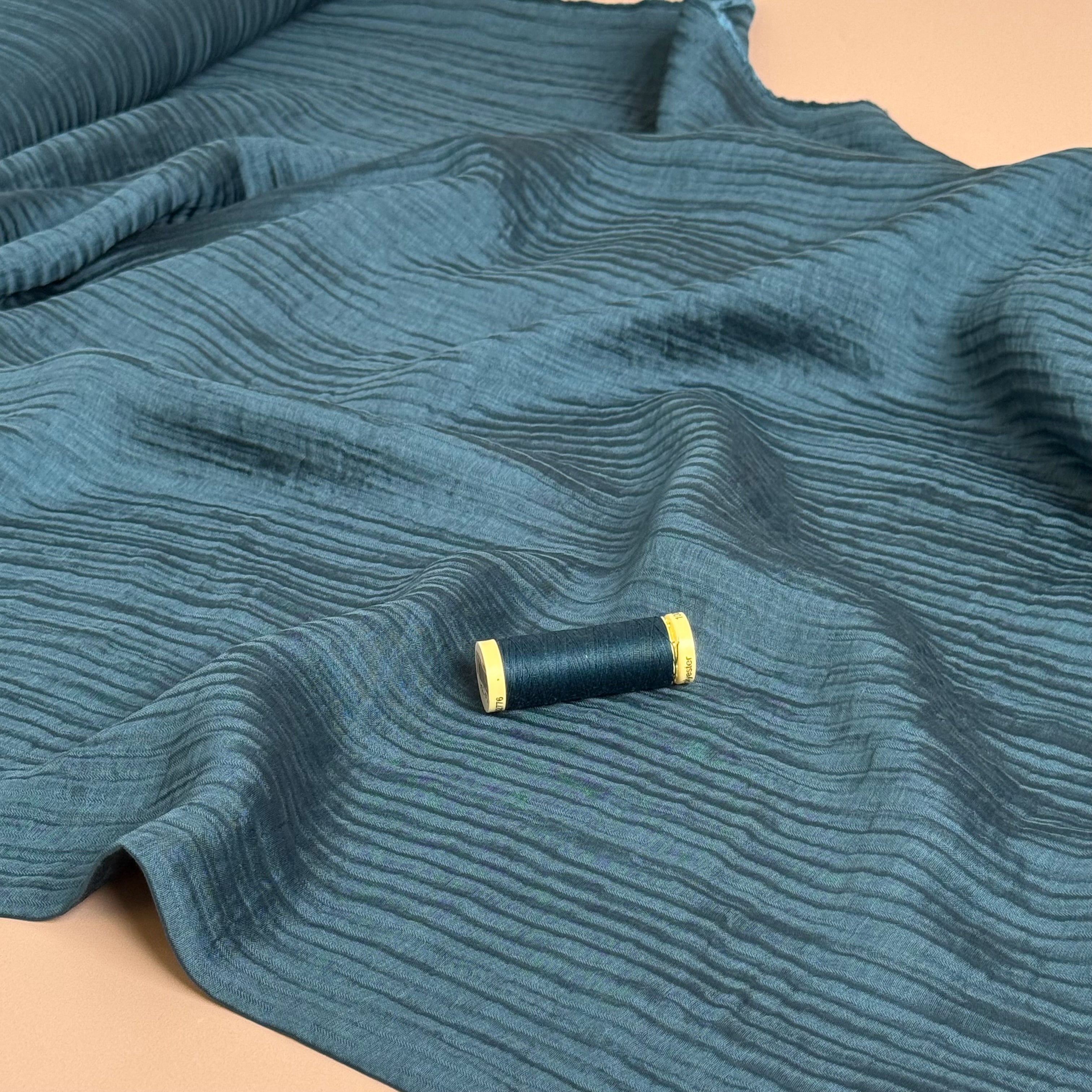 Petrol Textured Double Layer Rayon with TENCEL™ Lyocell Fibres