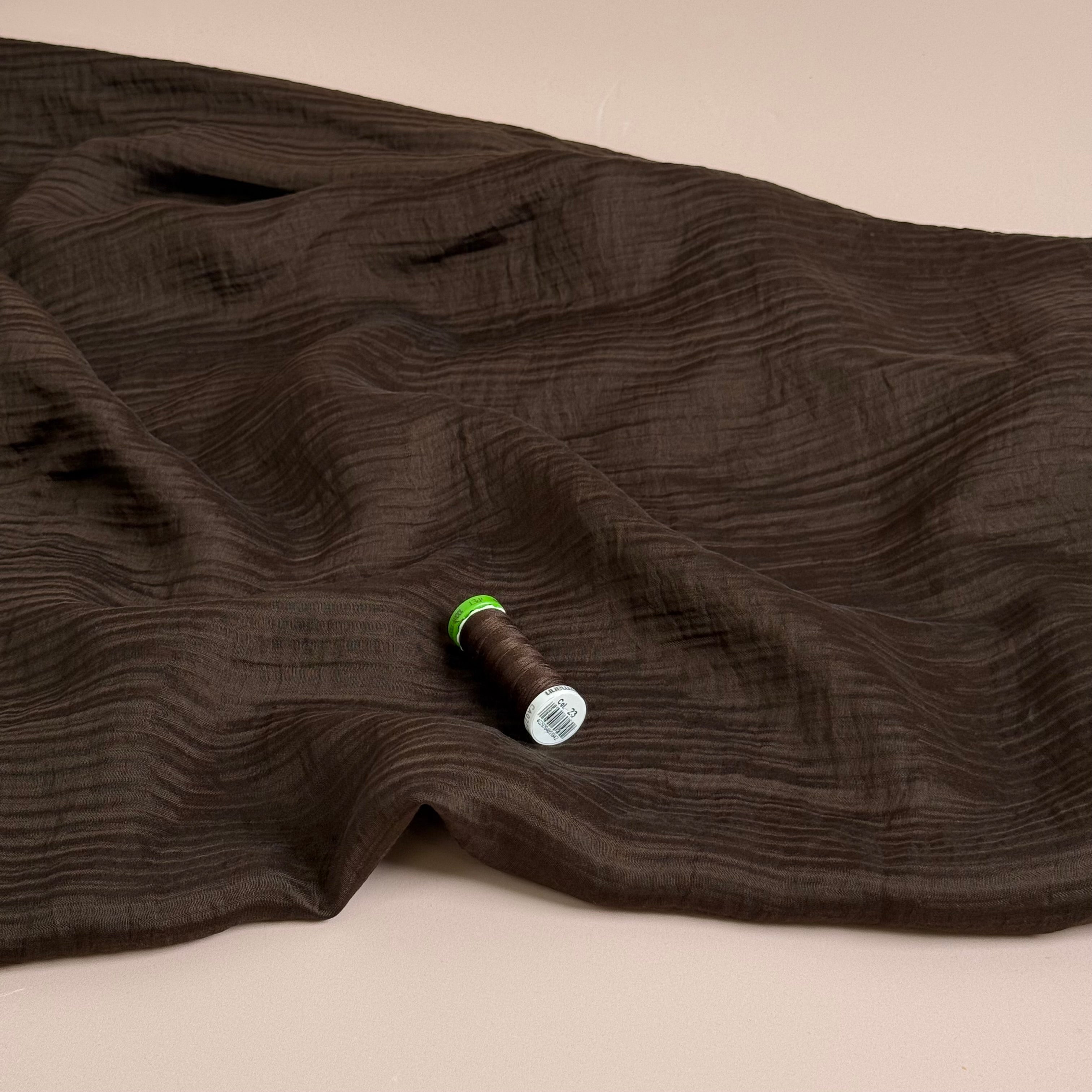 Dark Brown Textured Double Layer Rayon with TENCEL™ Lyocell Fibres