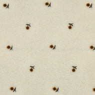 Embroidered Sunflowers Off-White Teddy Fabric