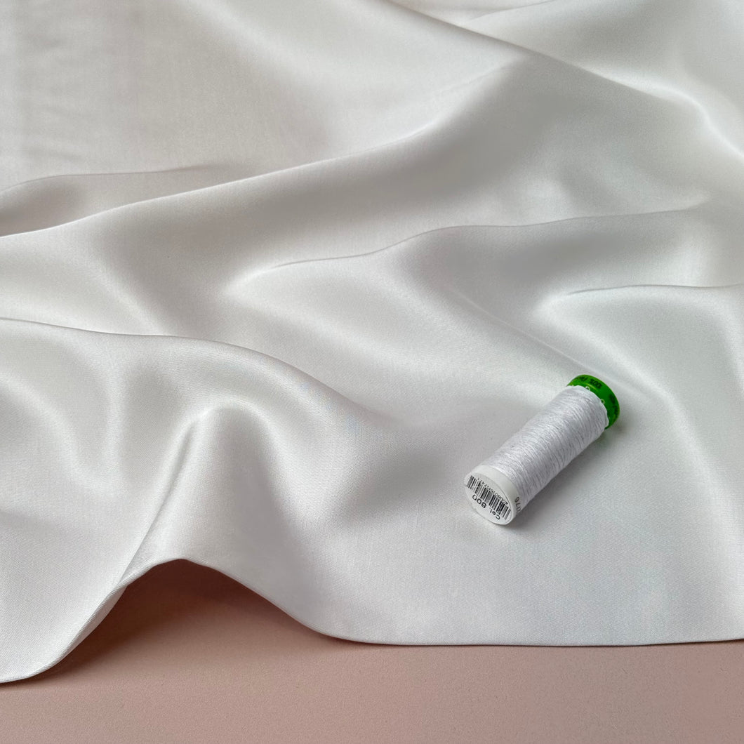 White Solid Viscose Sateen Fabric