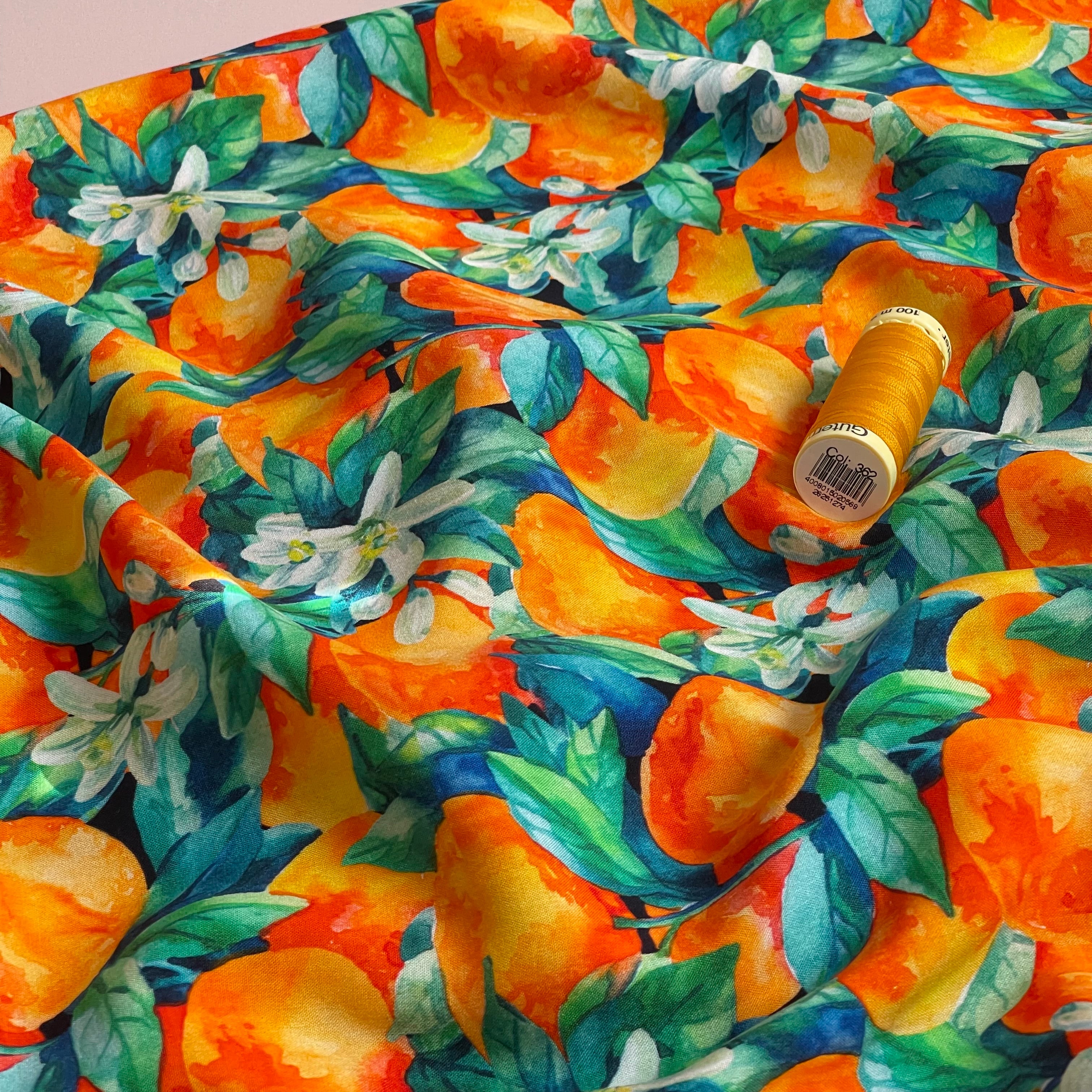 Citrus in Bloom Viscose Poplin Fabric