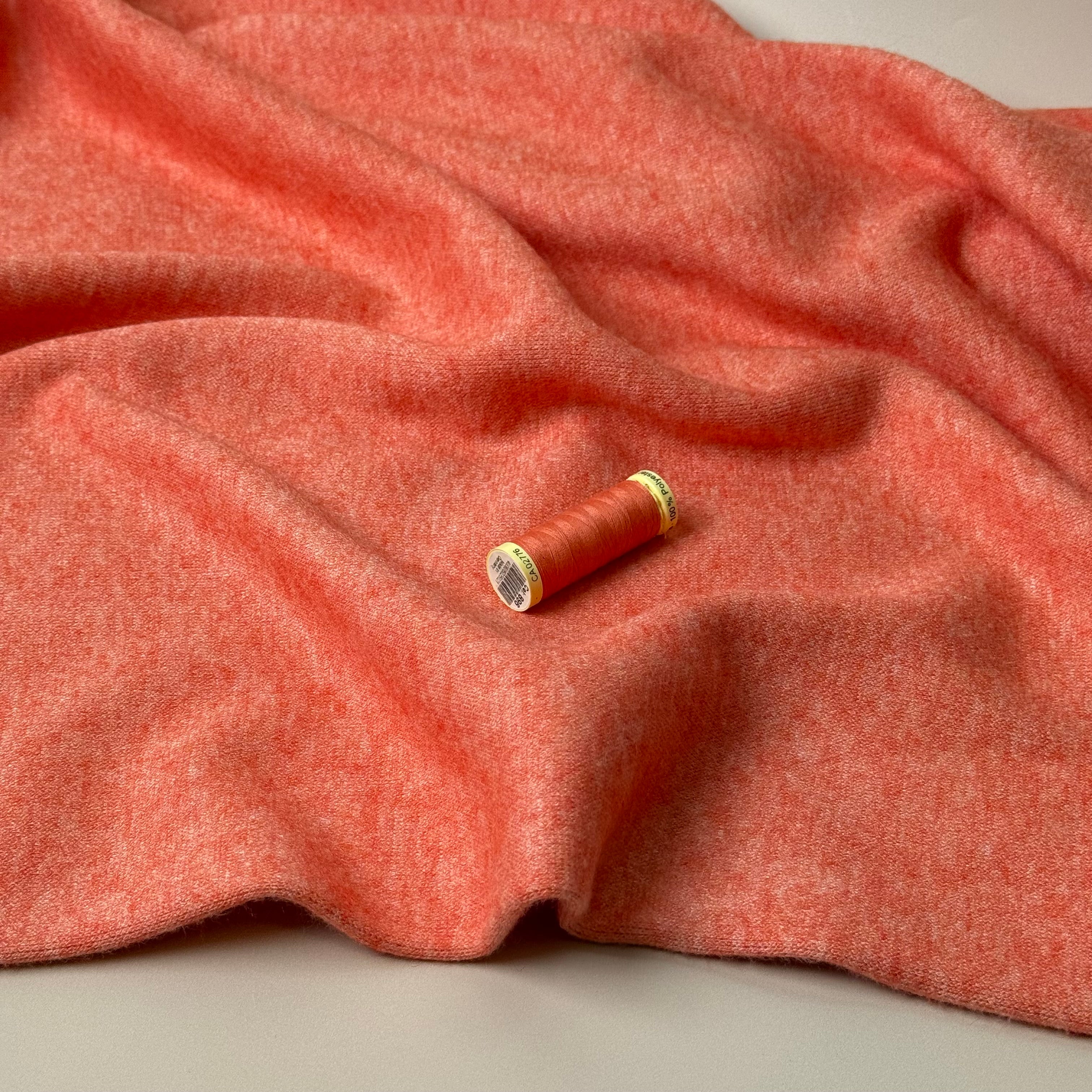 Snug Viscose Blend Sweater Knit in Coral Melange