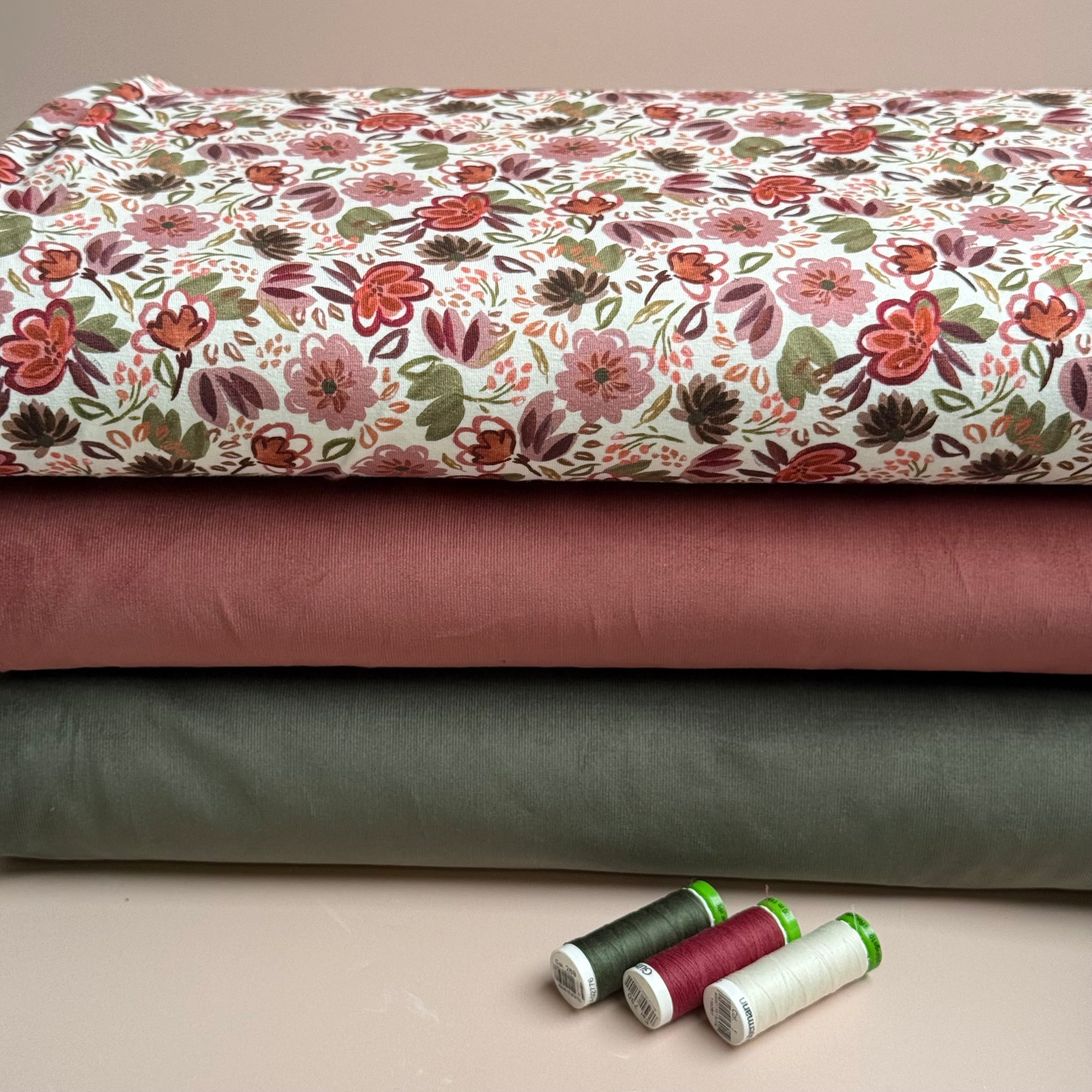 Autumn Flowers Cotton Jersey Fabric