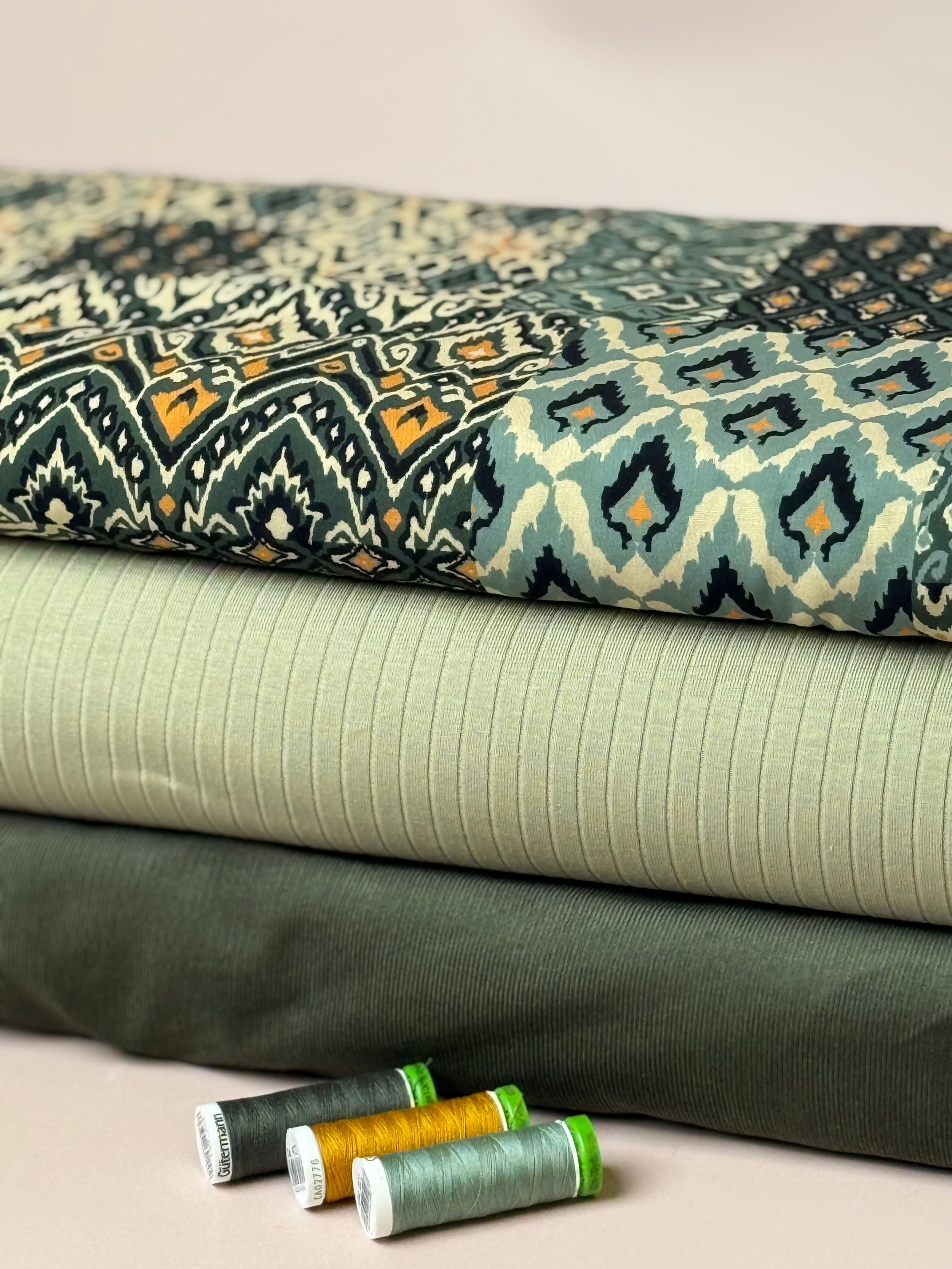 Tea Green Cotton Ribbed Jersey