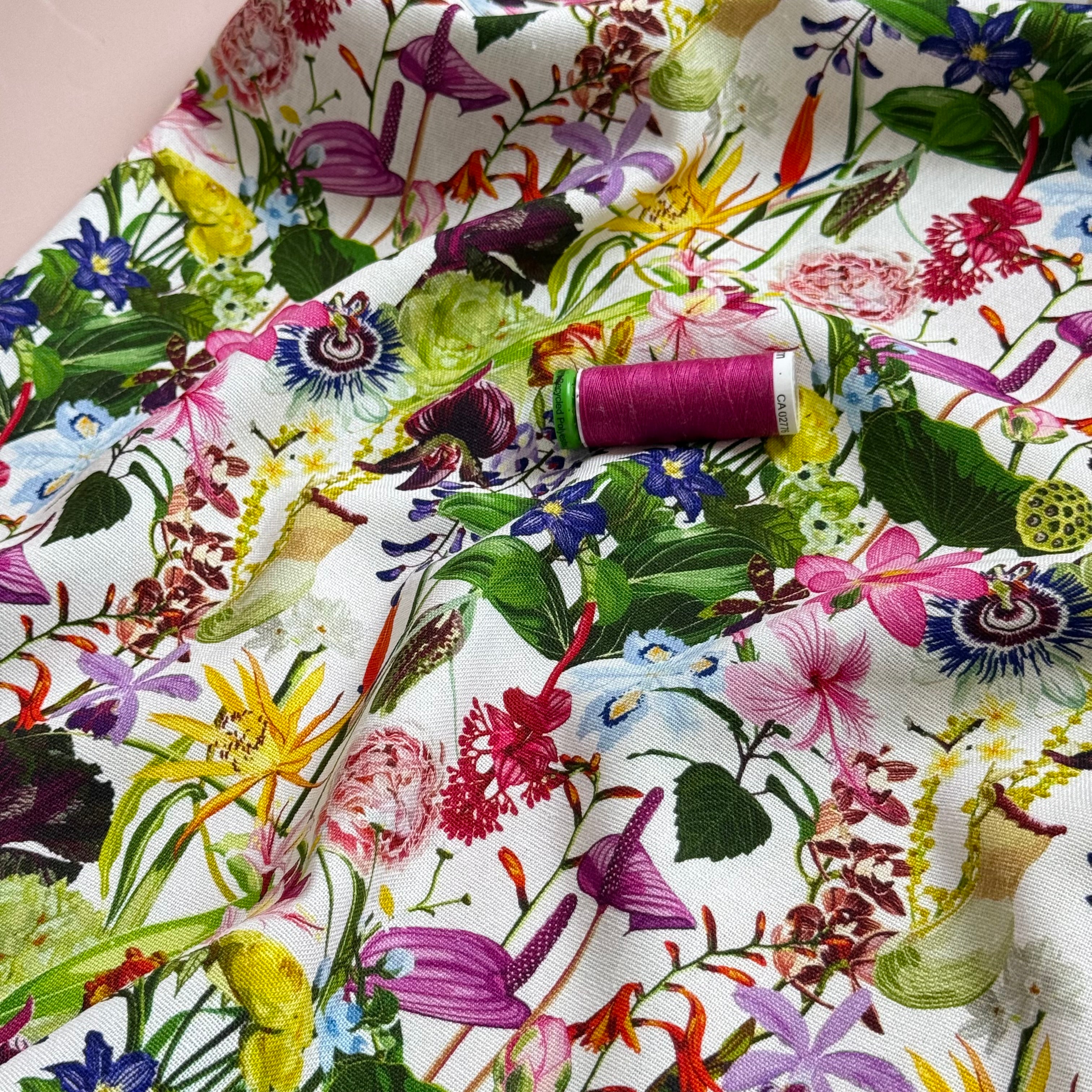 Tropical Garden Viscose Linen Fabric