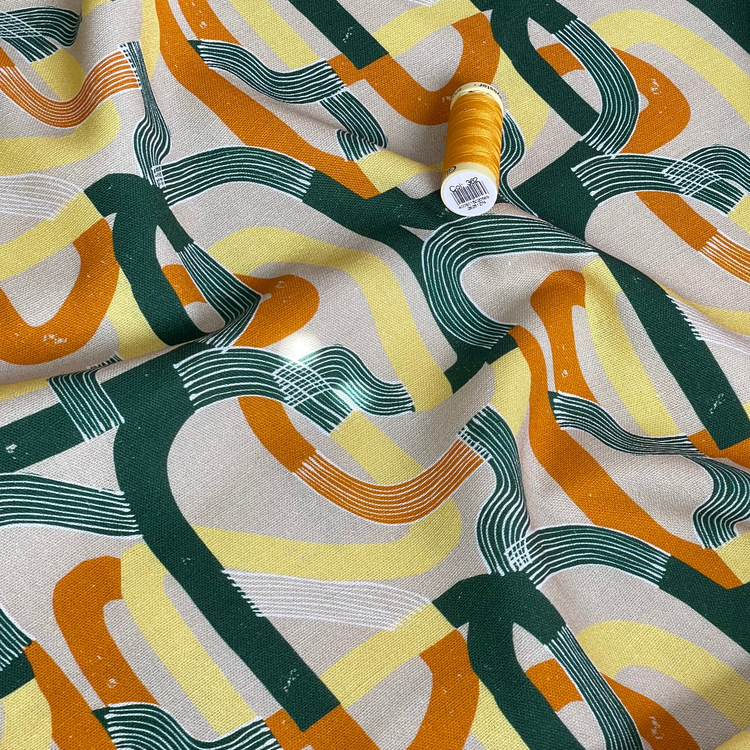 Colourful Swirls Viscose Linen Fabric