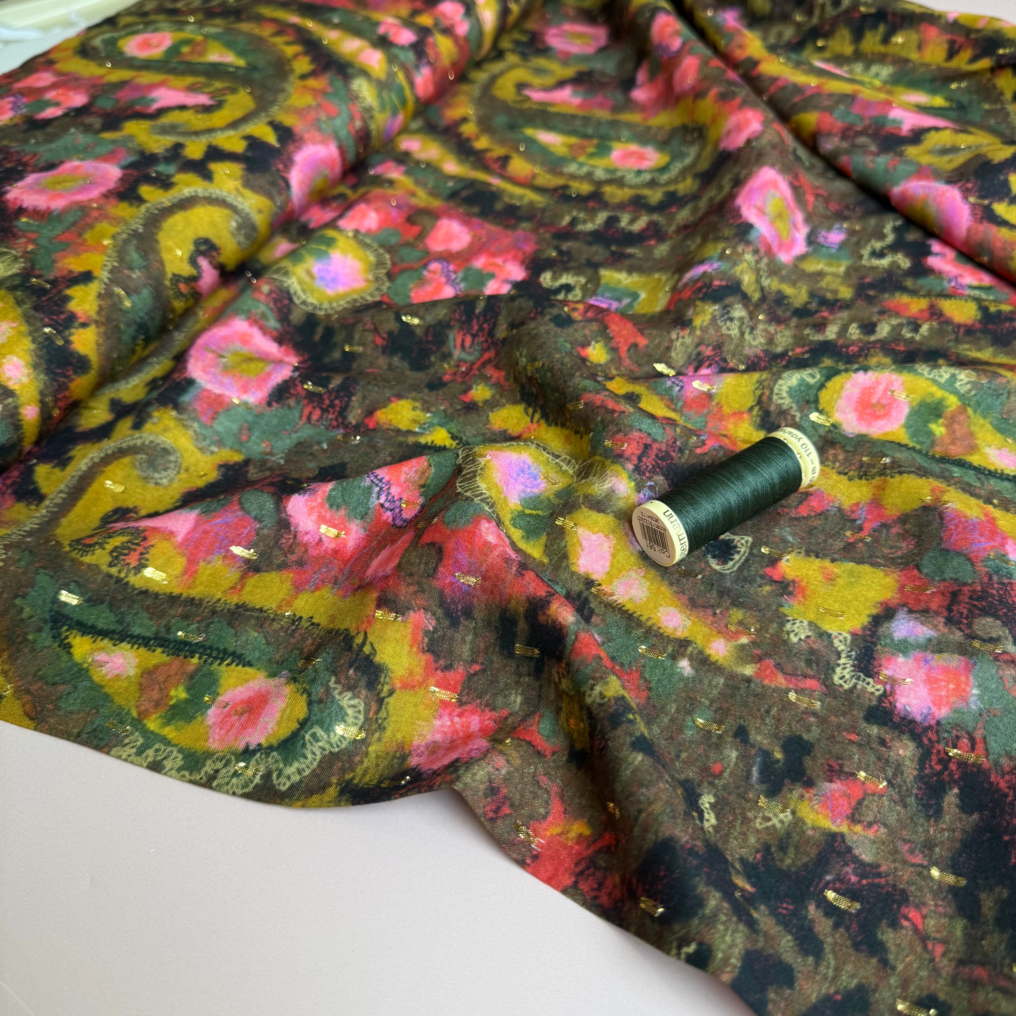 Autumn Paisley with Lurex Viscose Fabric