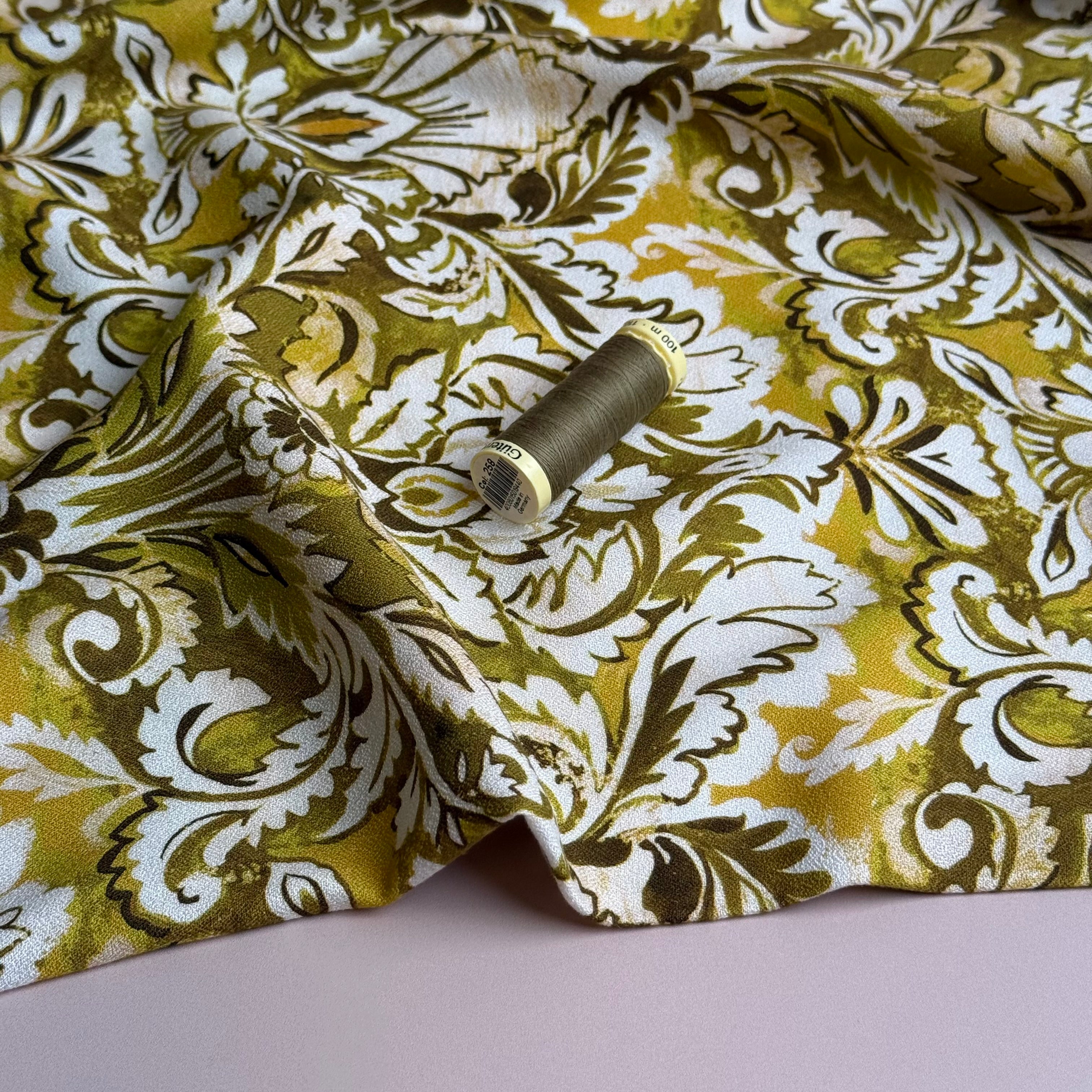 Ochre Ornaments Soft Viscose Crepe