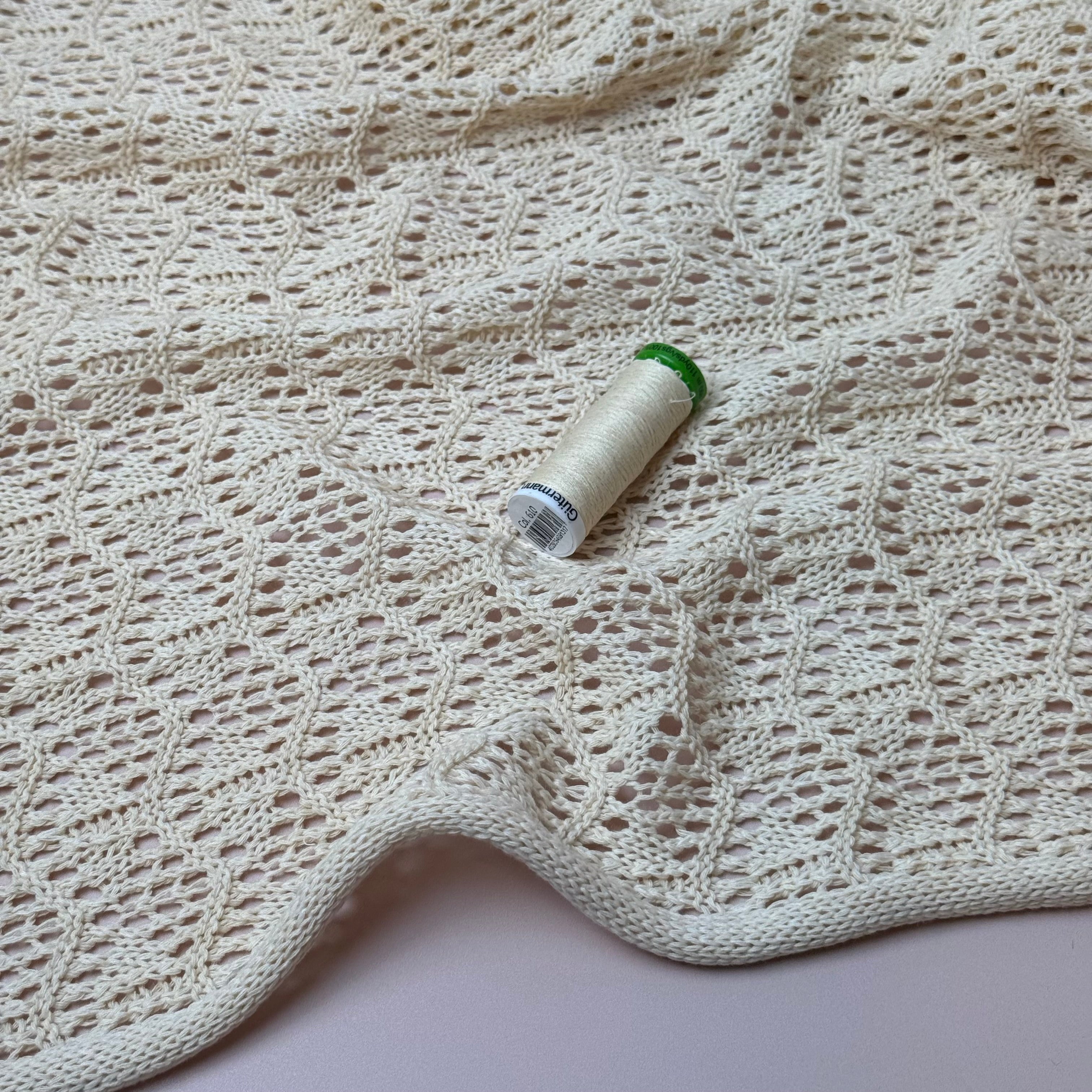 Pure Cotton Crochet Knit in Neutral