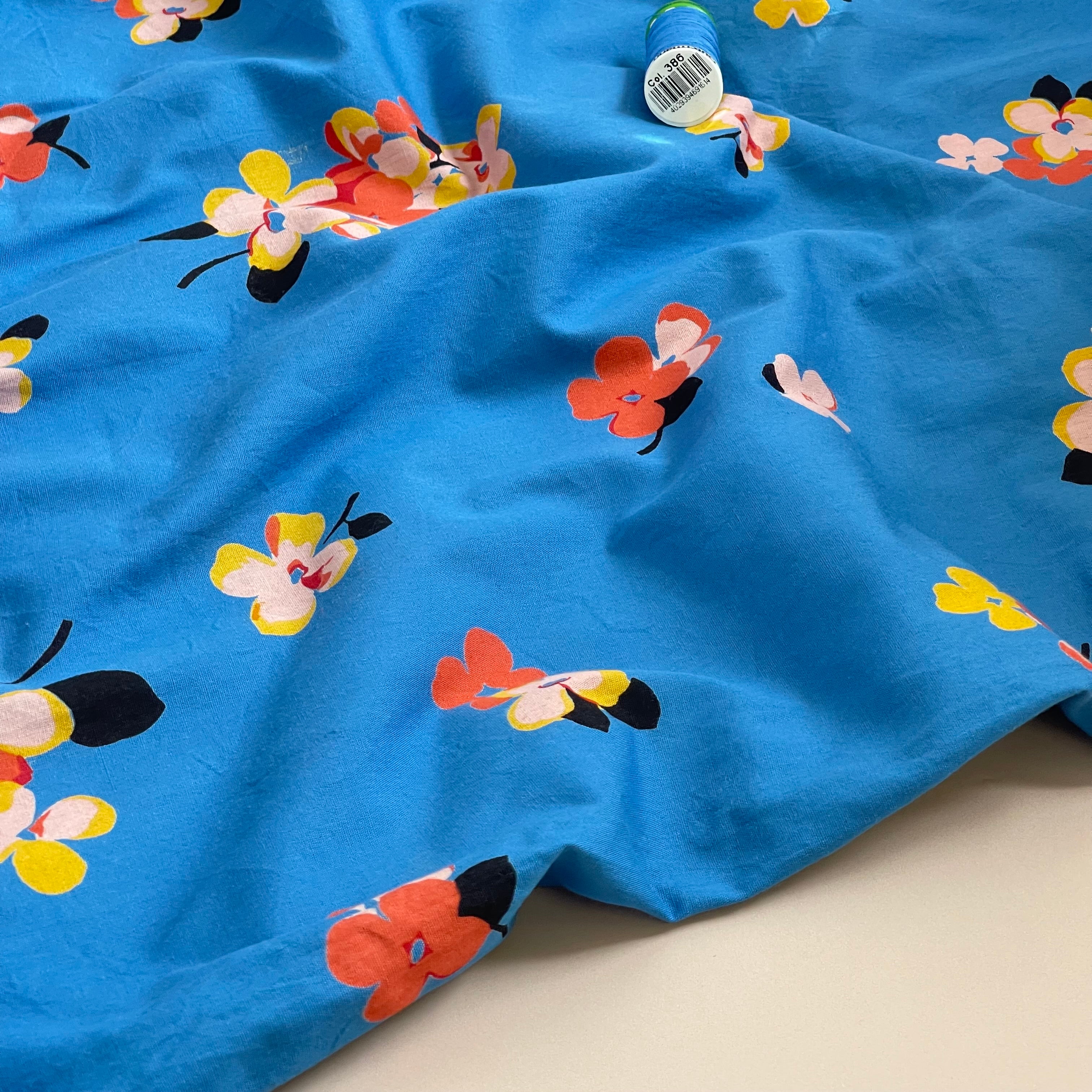 Ex-Designer Deadstock - Blue Blossom Cotton Fabric