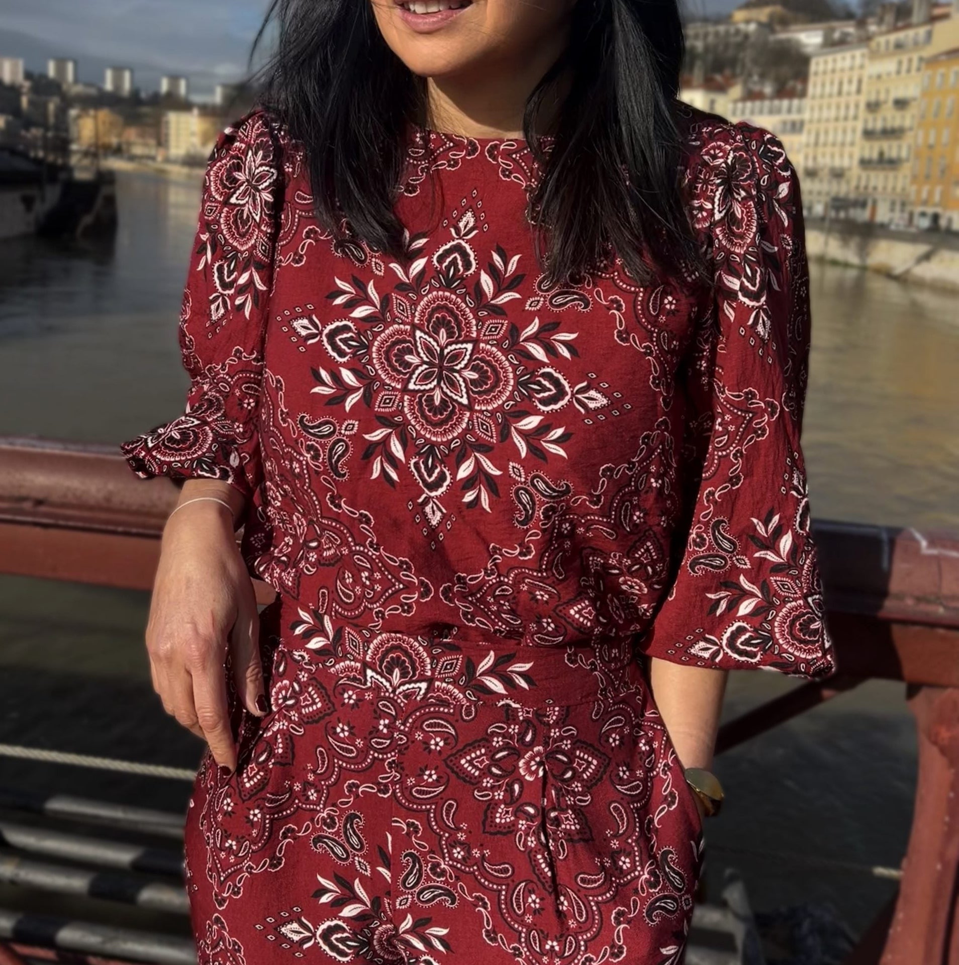 REMNANT 0.72 Metre - My Dress Made - Scarlett Bandana Textured Viscose Fabric