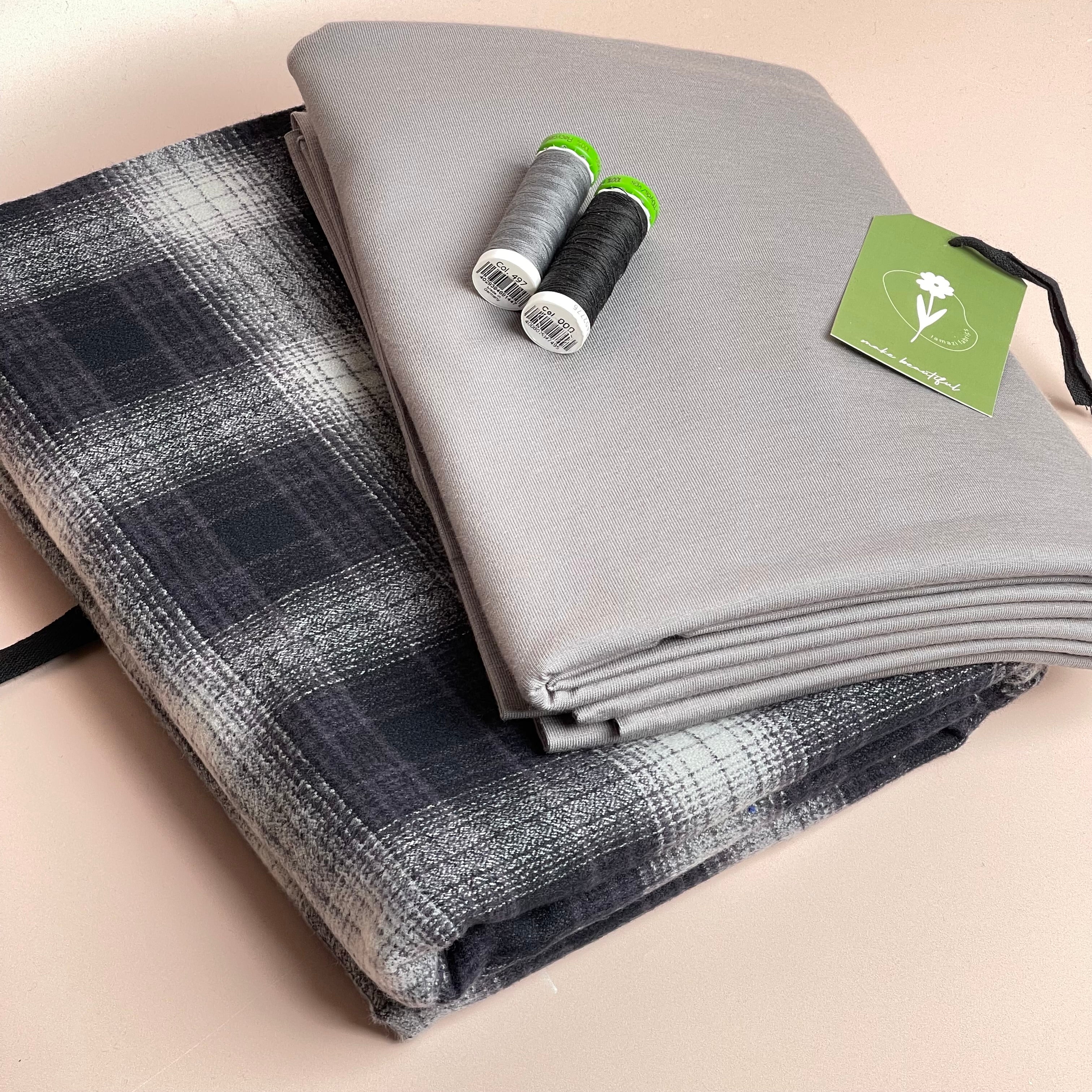 Limited Edition - Luxury Pyjama Kit with Charcoal Mammoth Flannel and Cotton Jersey