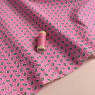 Ex-Designer Deadstock Paisley on Pink Cotton Seersucker
