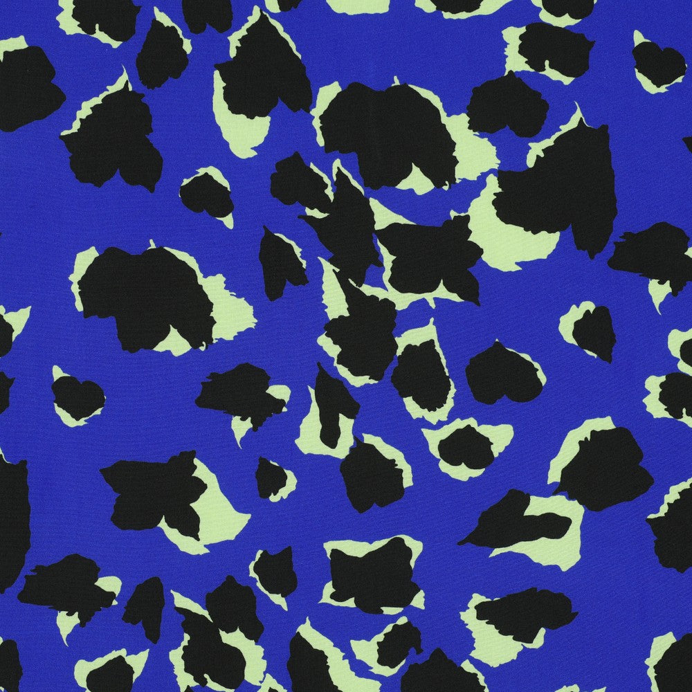 Cobalt Leopard Viscose Fabric