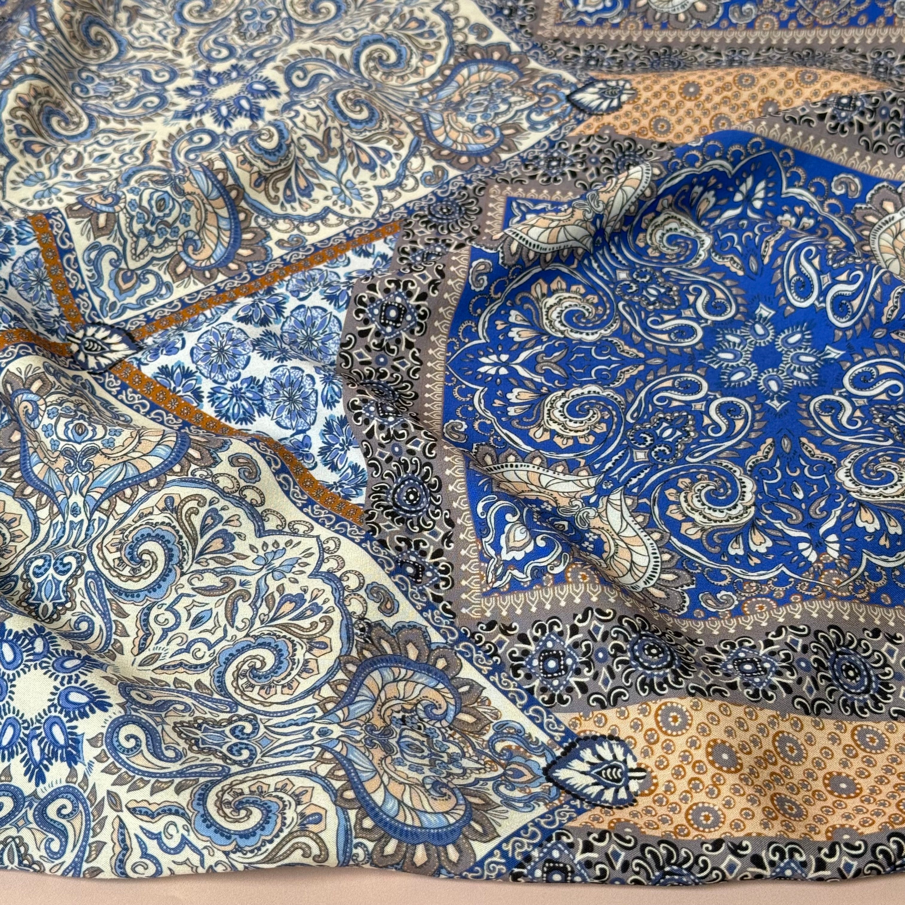 Mediterranean Tiles Viscose Poplin Fabric