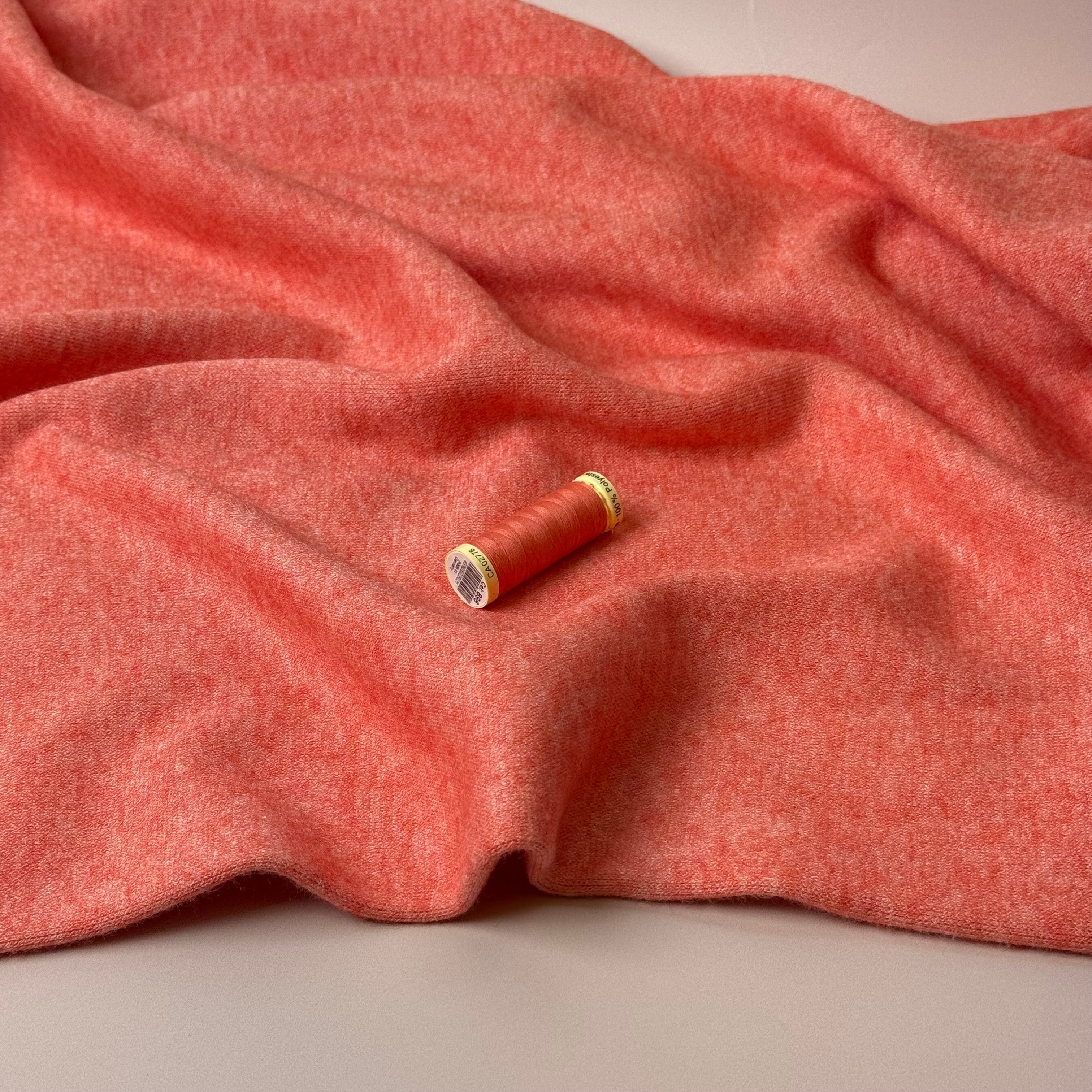 Snug Viscose Blend Sweater Knit in Coral Melange