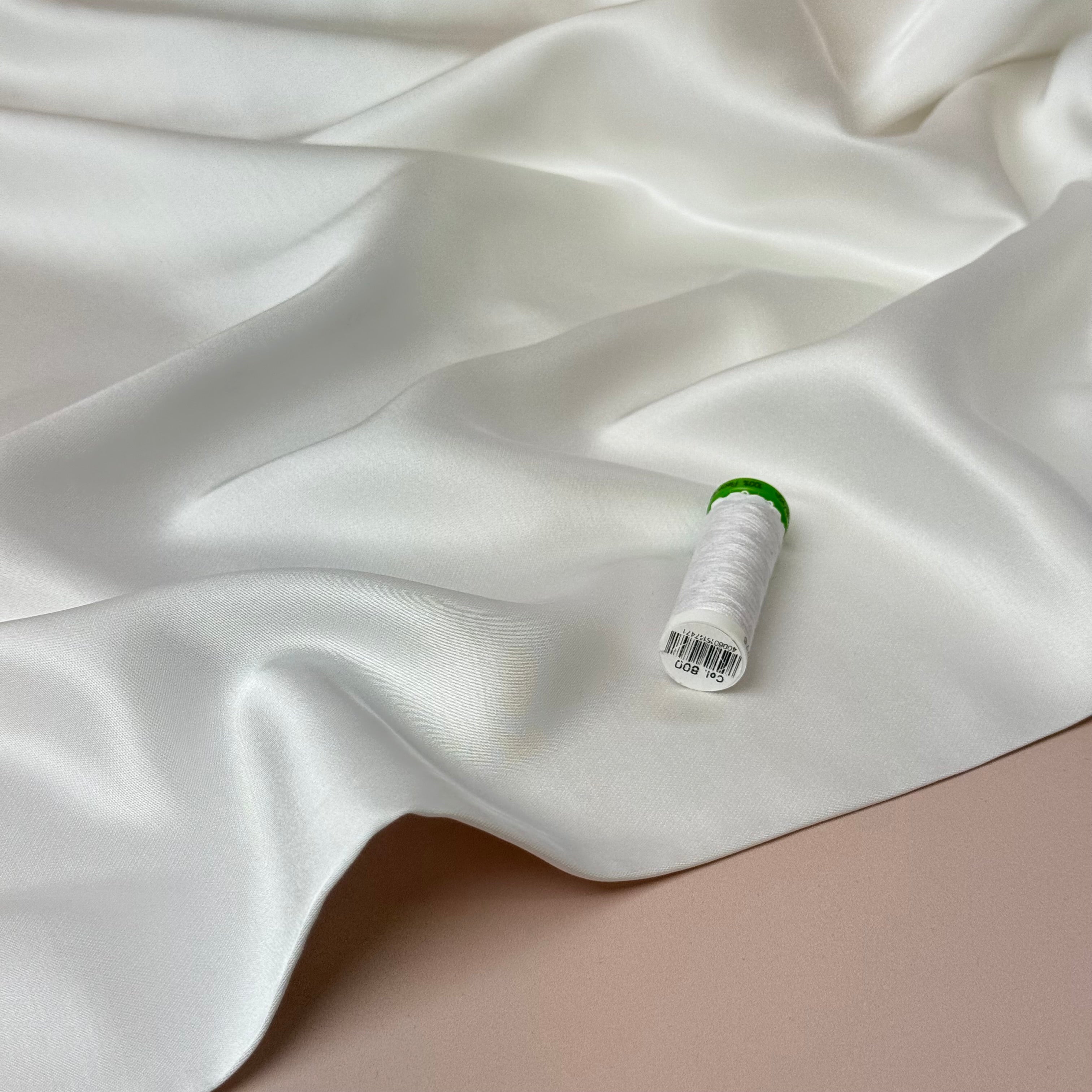 White Solid Viscose Sateen Fabric
