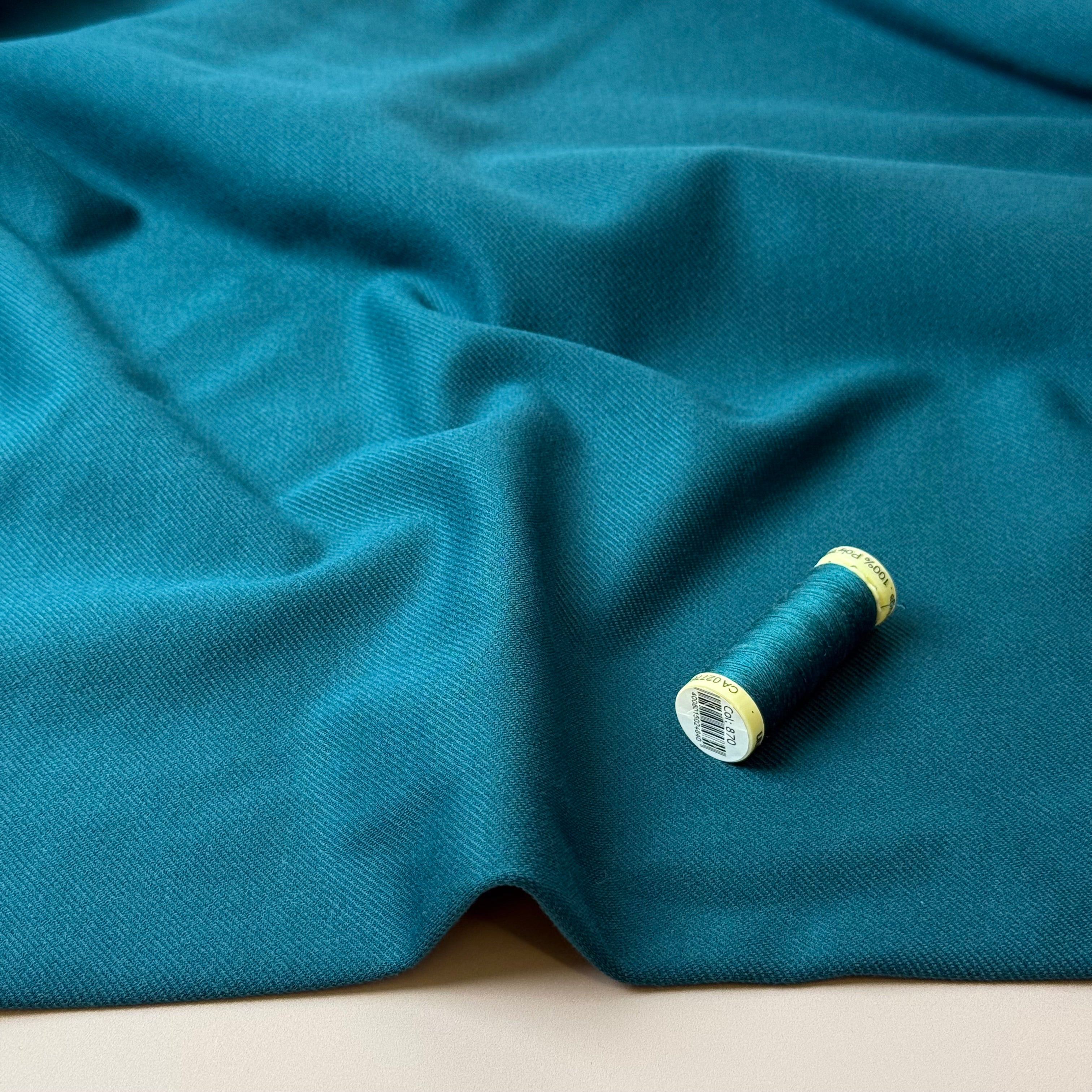 Petrol Viscose Ponte Roma Twill Double Knit Fabric